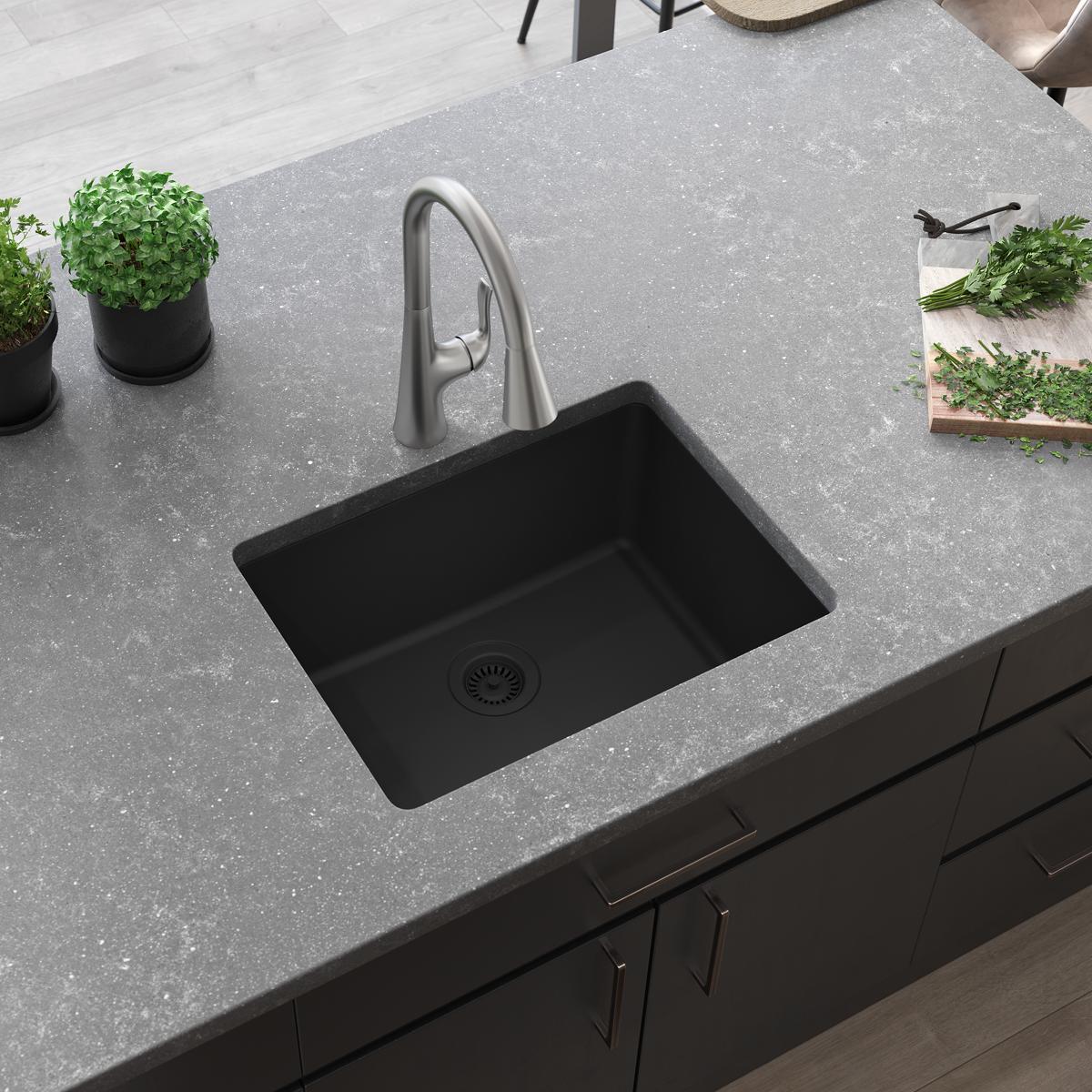 Elkay Quartz Classic 24-5/8" x 18-1/2" x 9-1/2" Single Bowl Undermount Sink, Graphite