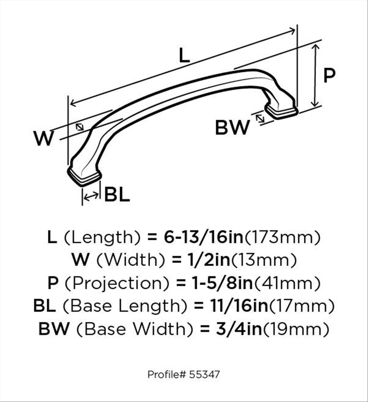 Amerock Revitalize 6-5/16 inch (160mm) Center-to-Center Satin Nickel Cabinet Pull