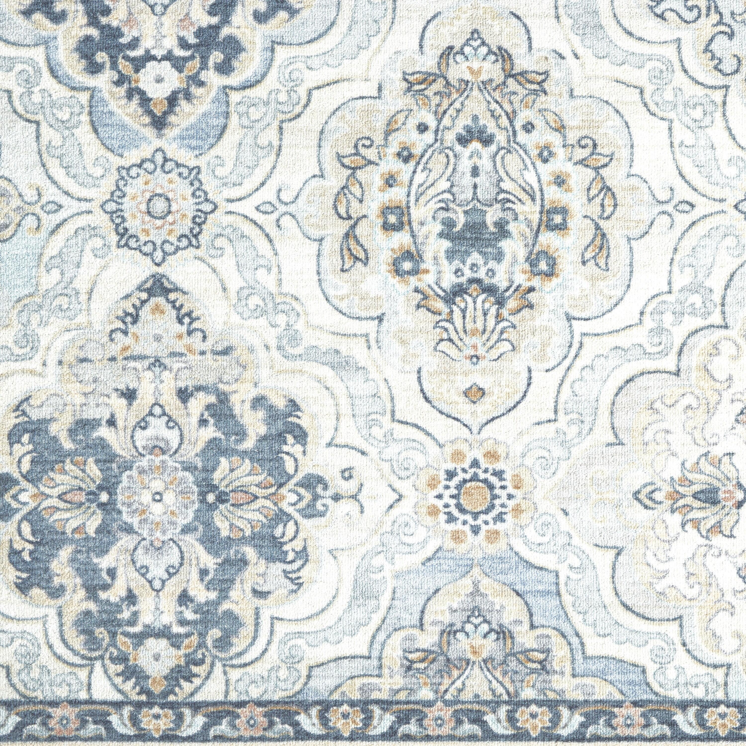 Town & Country Everyday Avani Medallion Everwash Washable Non-Slip Backing Area Rug Gray