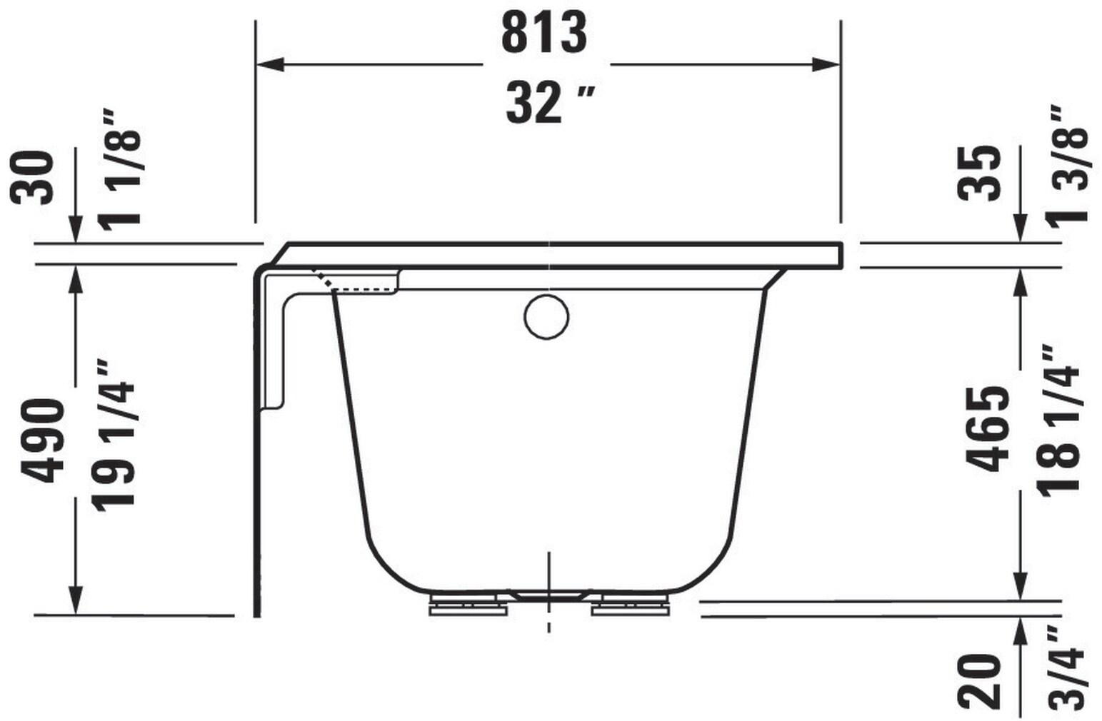 Architec 60" x 32" Alcove Soaking Bathtub with Left Drain (drain not included) - White