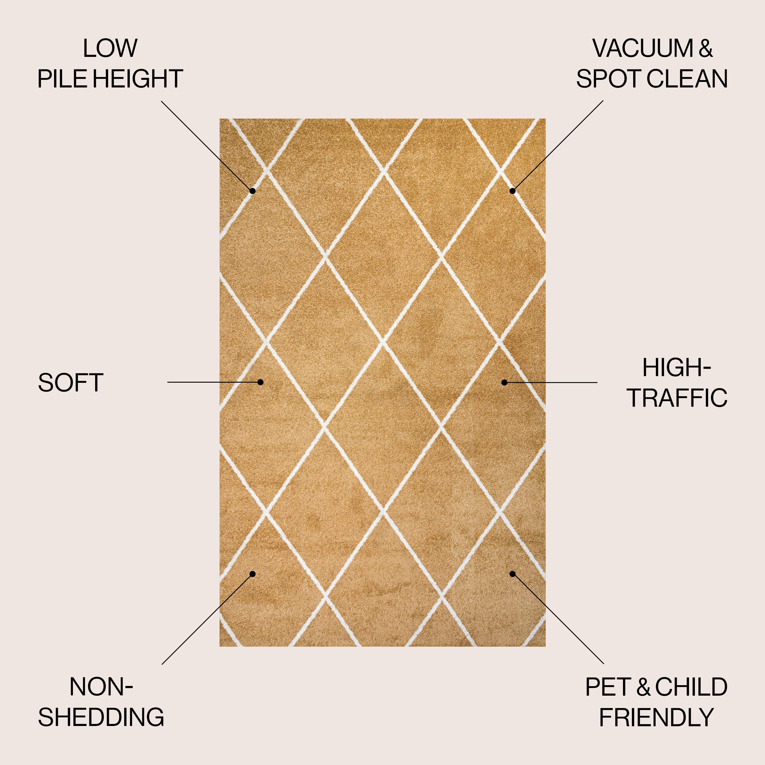 8'x10'  Cole Minimalist Diamond Trellis Area Rug, Gold/White - JONATHAN Y