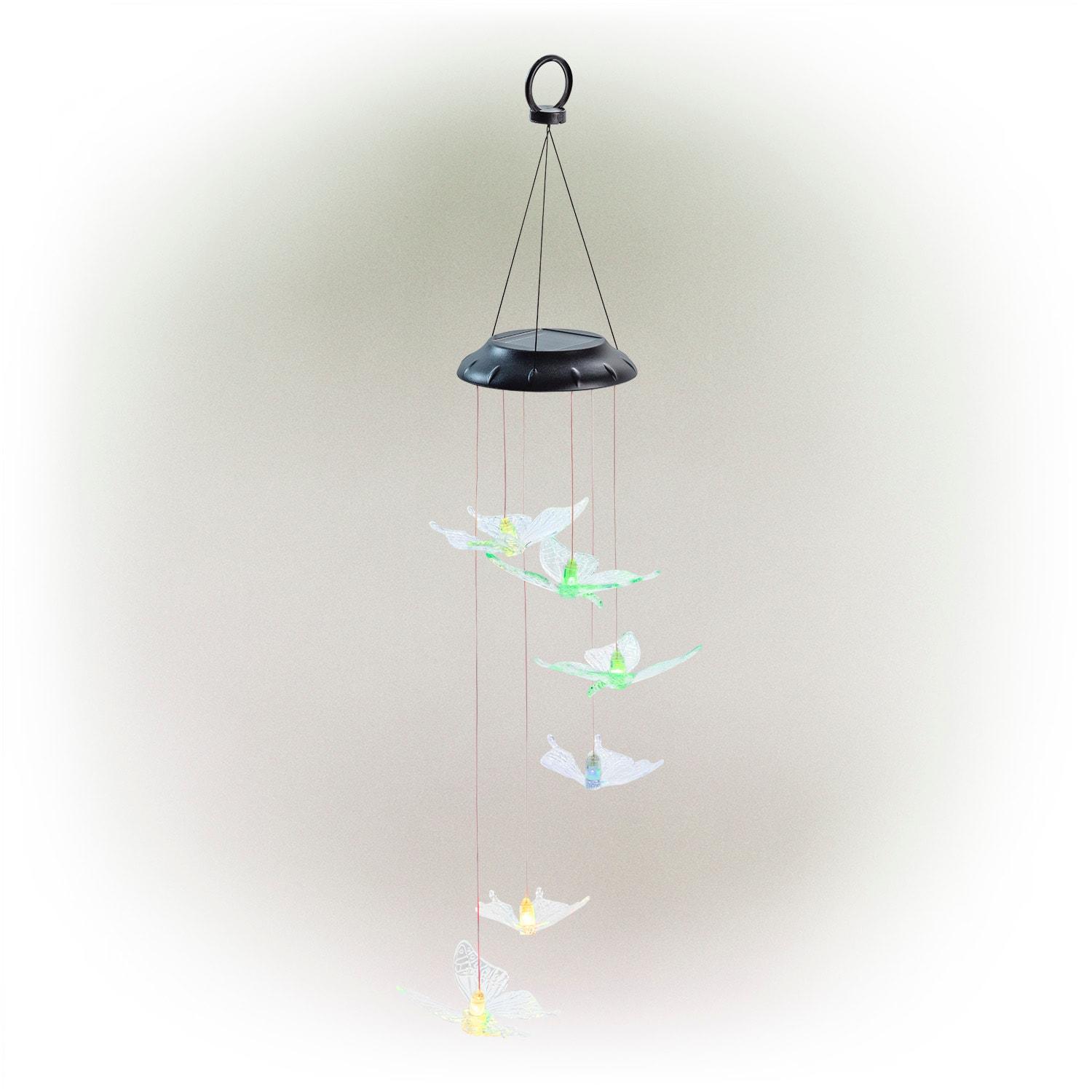 Alpine Corporation LED Butterfly Mobile: Solar-Powered, 27" Outdoor Decor with 6 LEDs