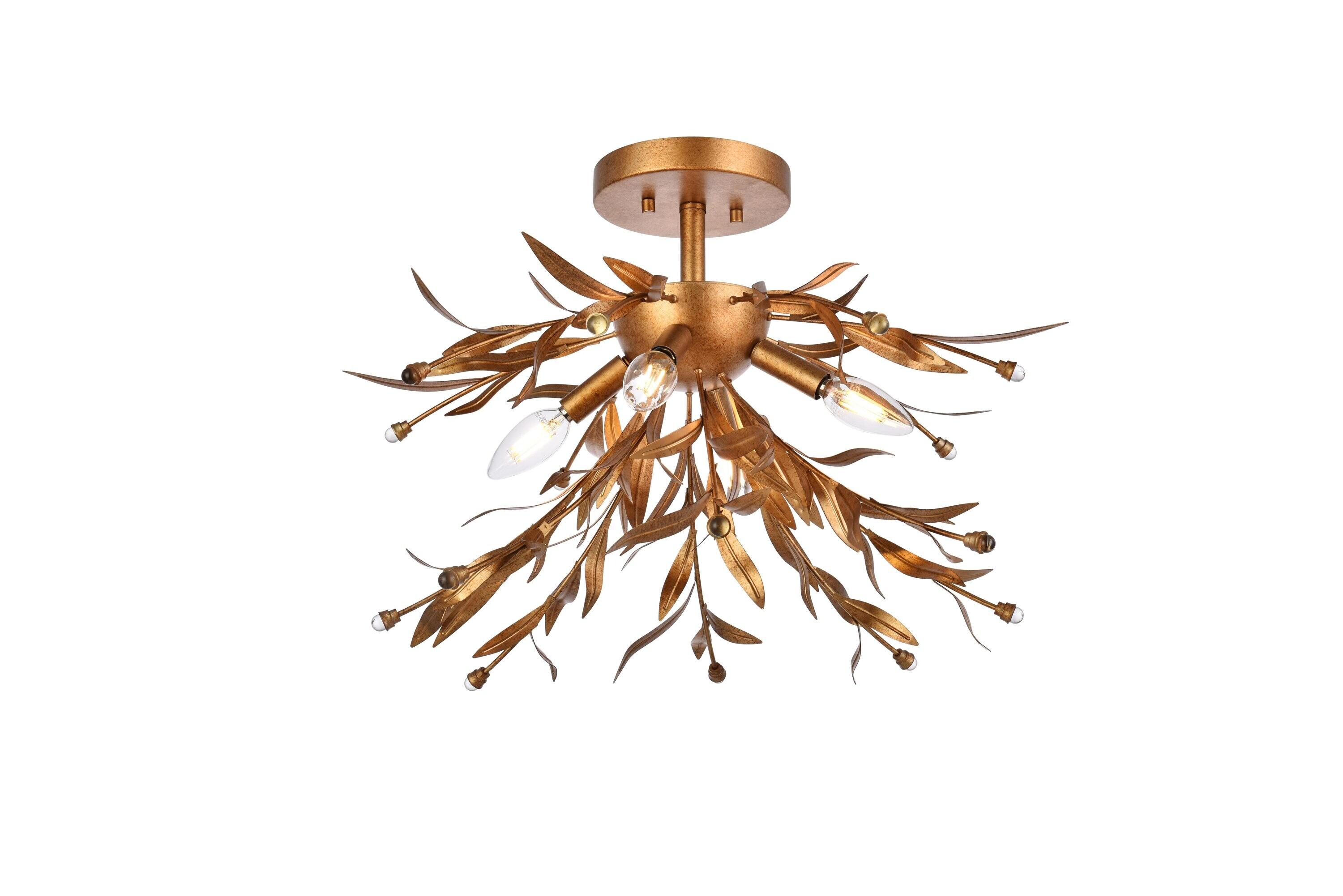 Elegant Lighting Priscilla 18.5 inch flush mount in gold leaf