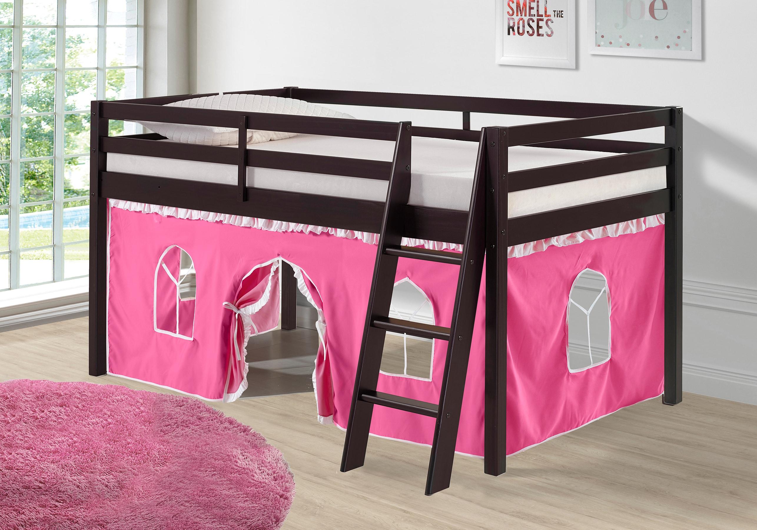 Alaterre Roxy Junior Loft - Espresso with Pink and White Bottom Tent