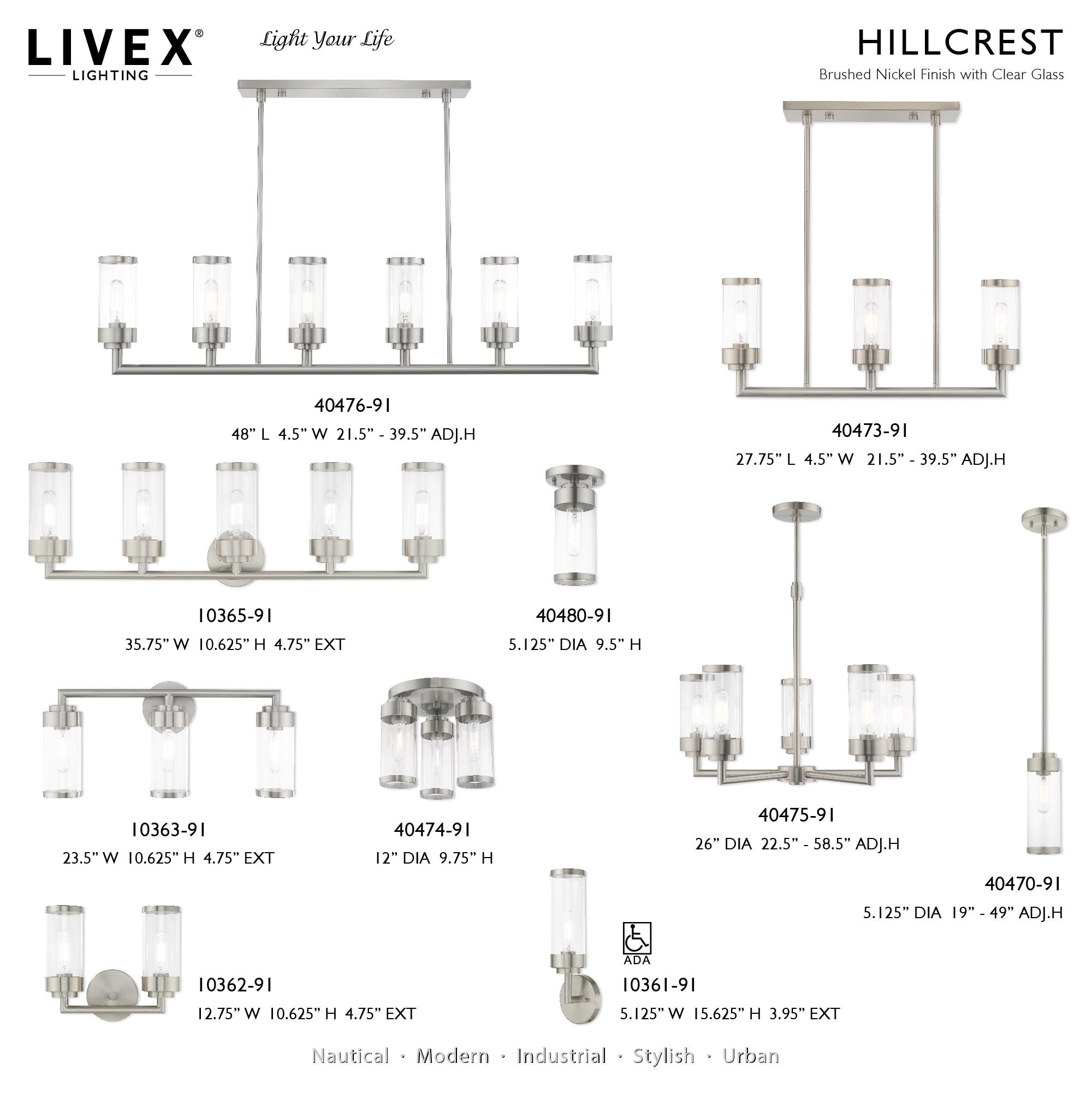 Livex Lighting Hillcrest 1 - Light Pendant in  Brushed Nickel
