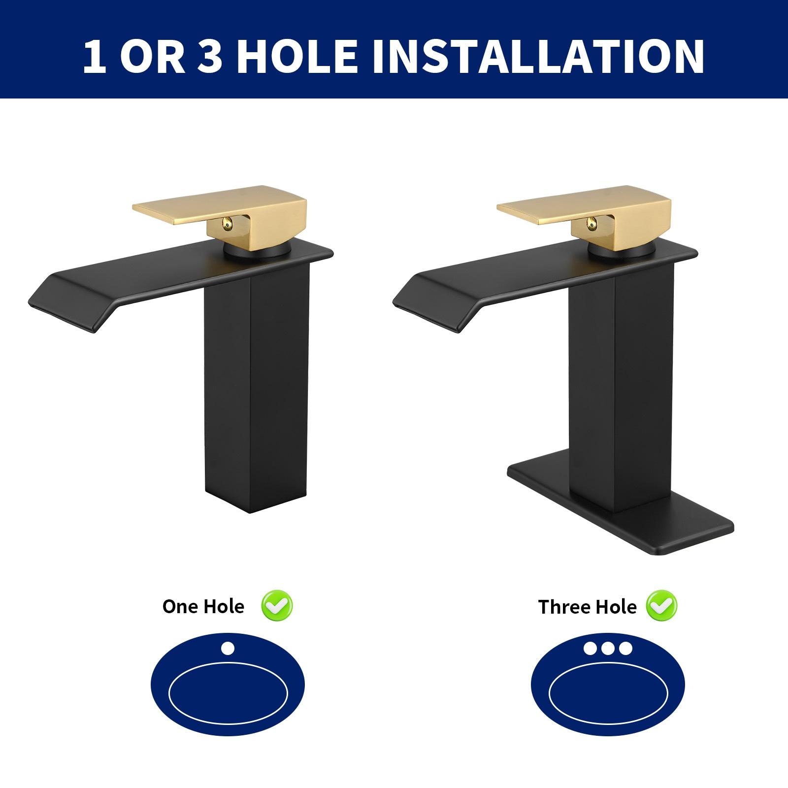 BWE Waterfall Single Hole Single-Handle Low-Arc Bathroom Faucet With Pop-up Drain Assembly