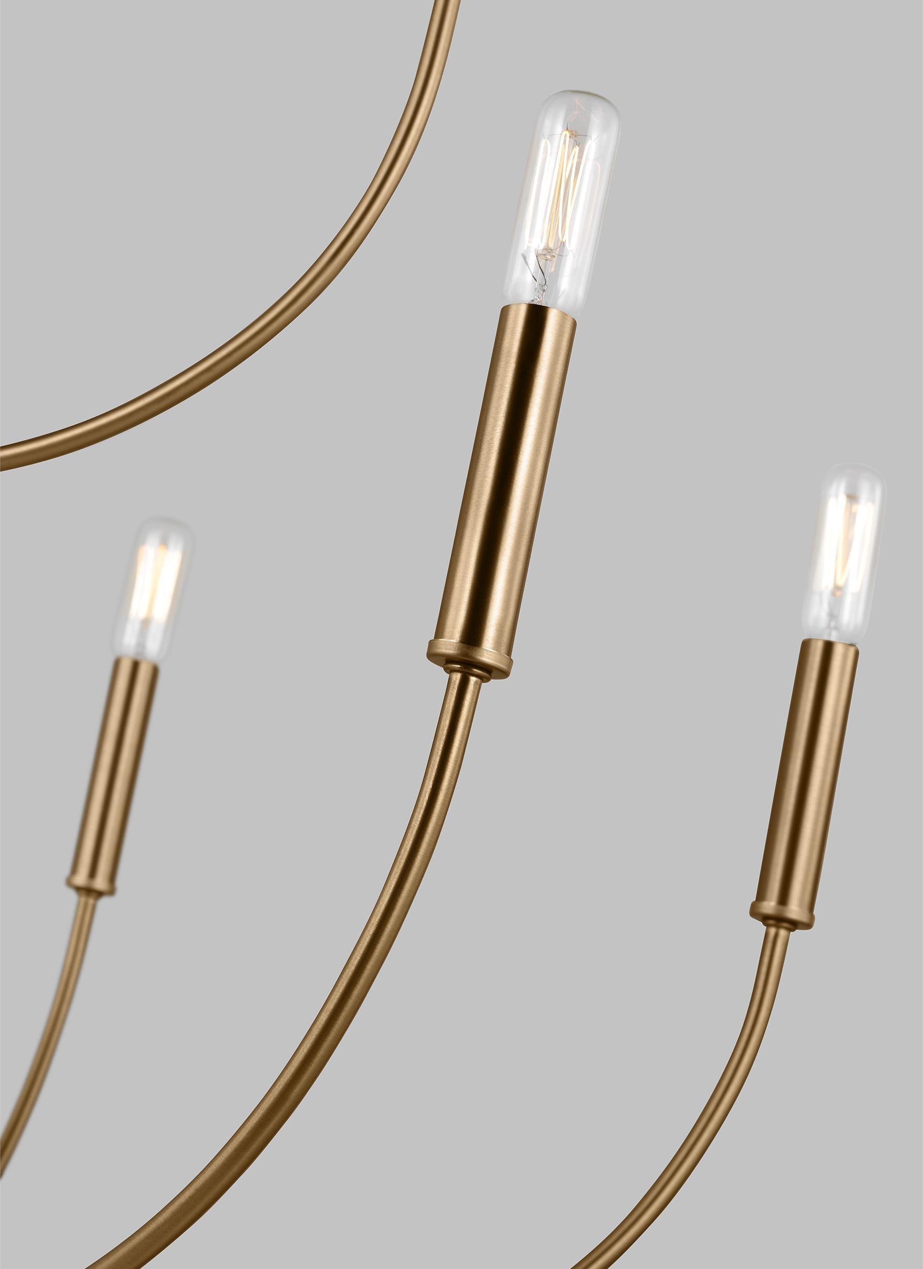 Elegant Satin Brass 9-Light Incandescent Chandelier with Clear Accents