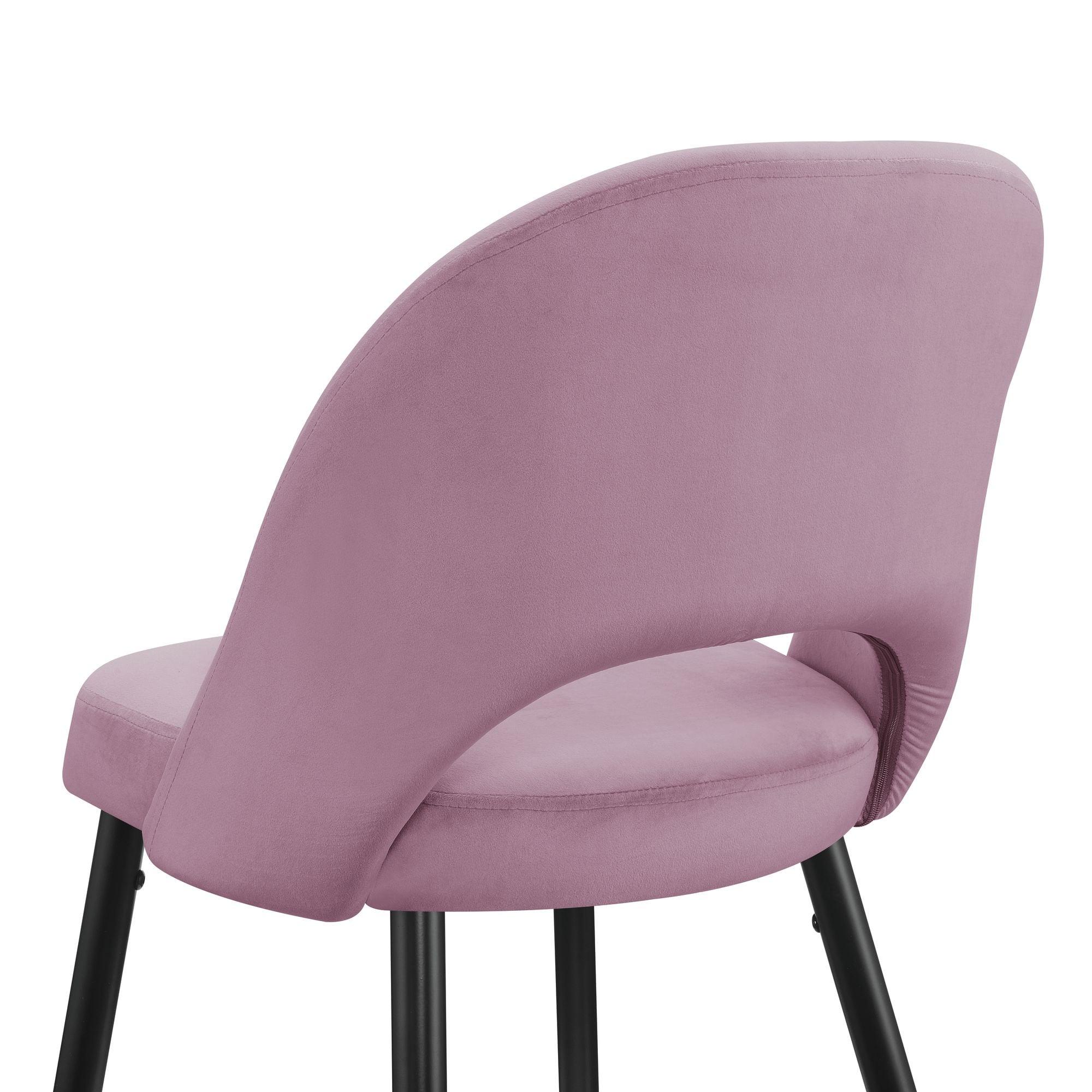 Picket House Furnishings Loran Bar Stool Set in Pink Velvet Fabric