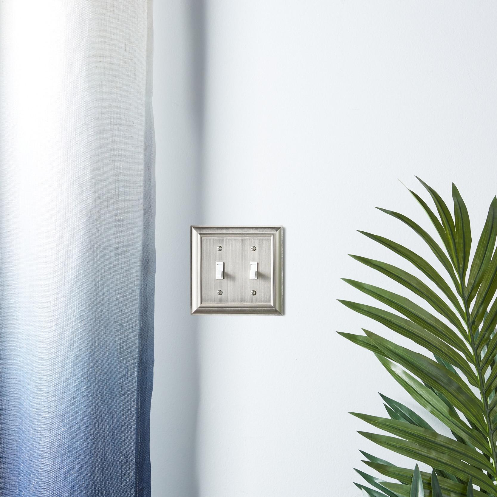 allen + roth Cosgrove 2 -Gang Satin nickel Zinc Indoor Toggle Wall Plate