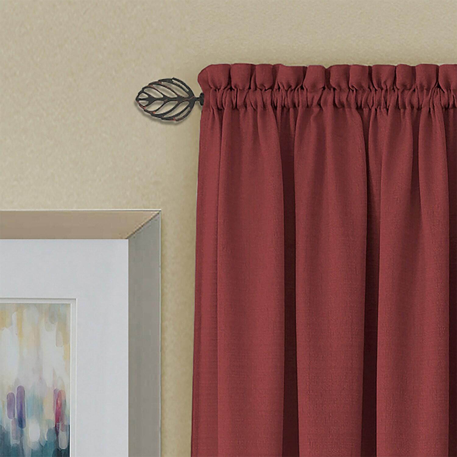 Achim Decorative Rods: Metallo Leaf Black Copper Curtain Rod with Metal Leaf Finials - Adjustable Size: 28" x 48"