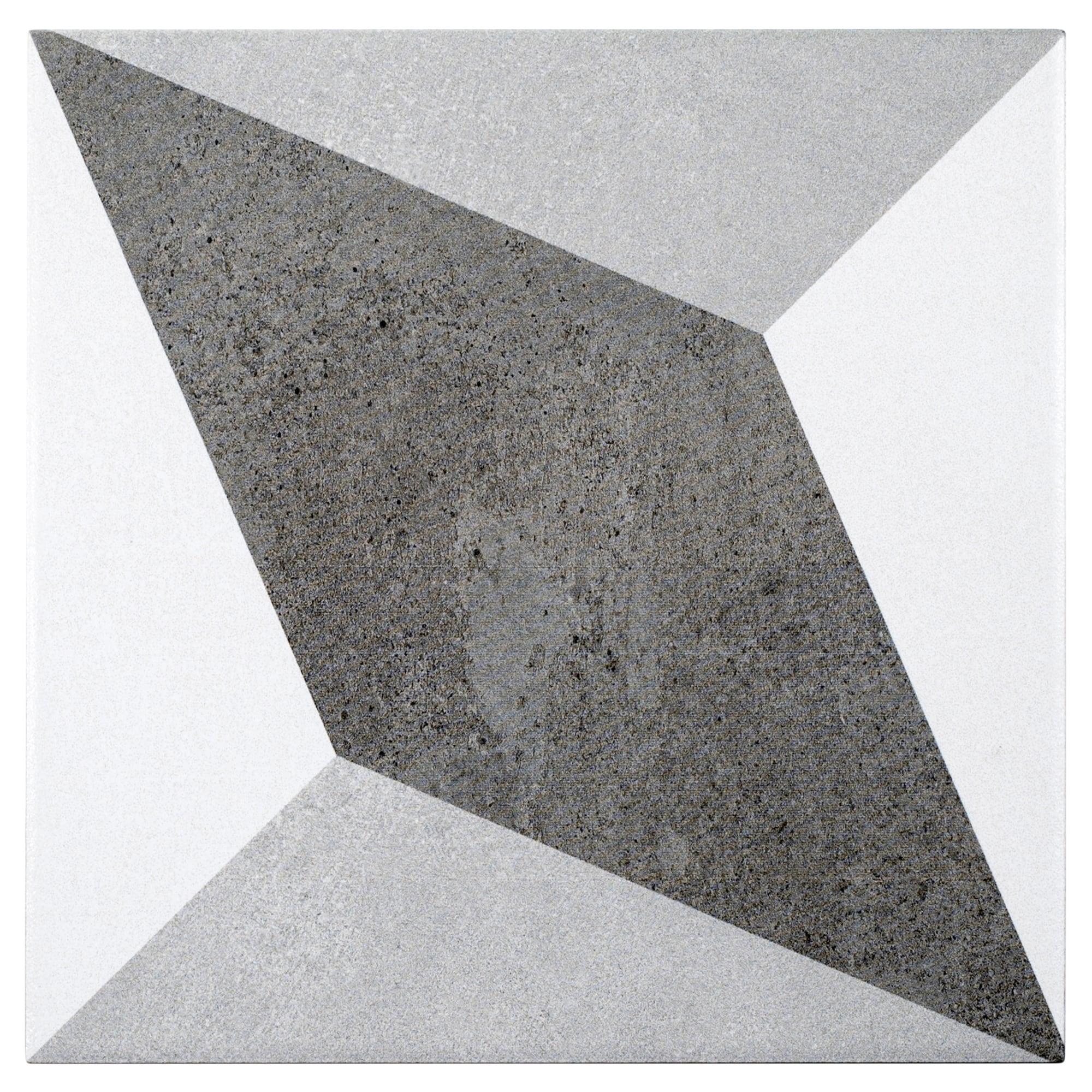 Luv Tender Grey 8-in Encaustic Matte Porcelain Wall & Floor Tile