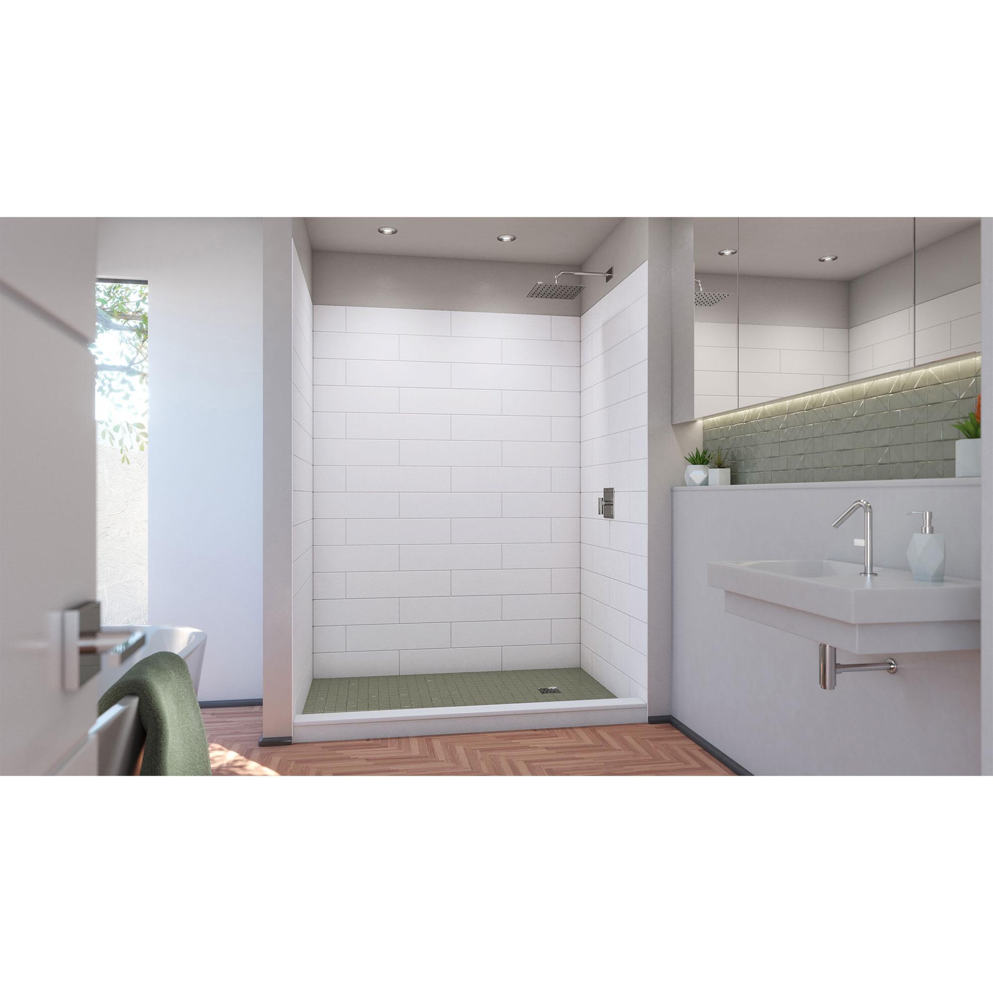 DreamLine DreamStone 42 in. D x 62 in. W x 84 in. H Shower Wall Kit in White Modern Subway Pattern