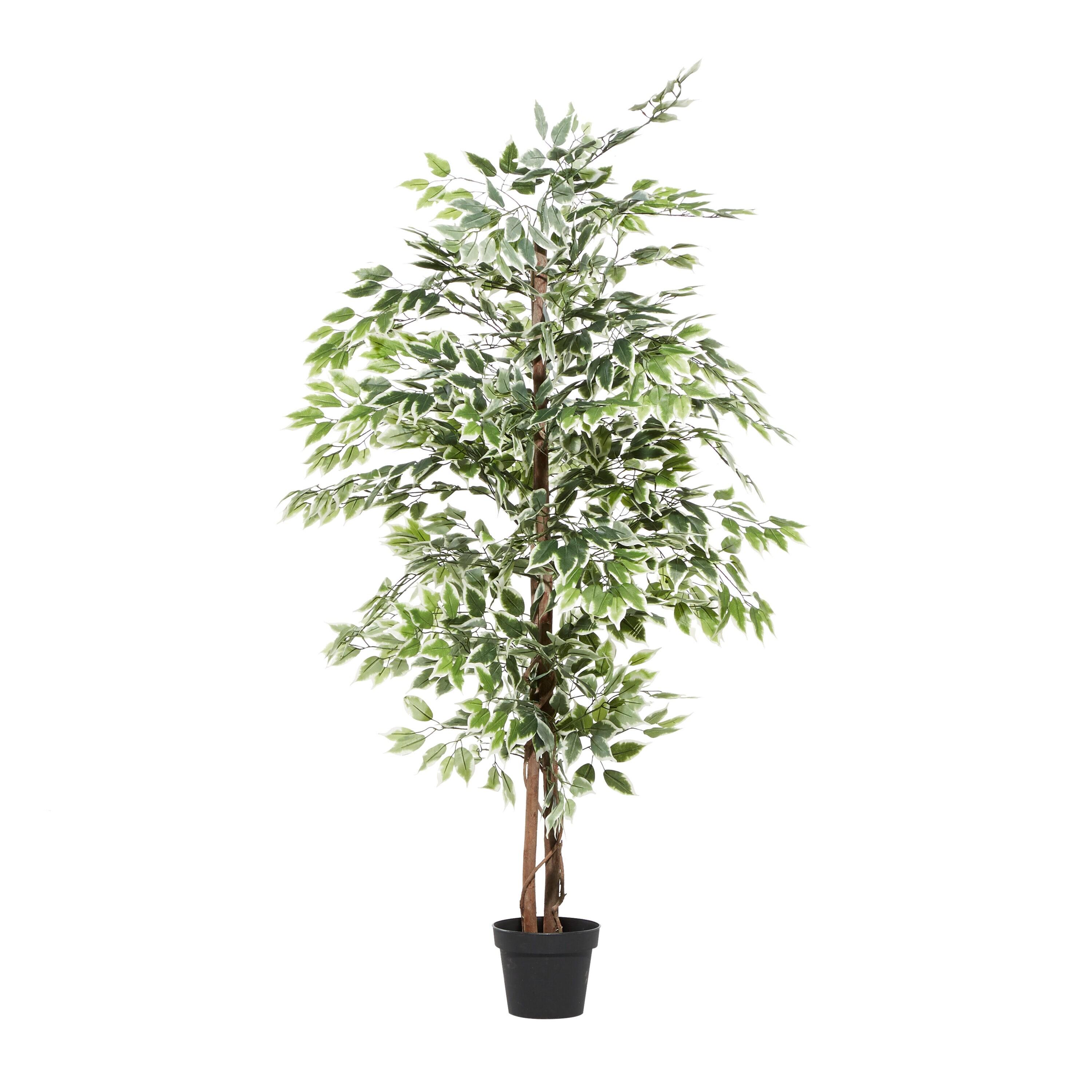 DecMode 73" Artificial Ficus Tree in Realistic Leaves and Black Plastic Pot