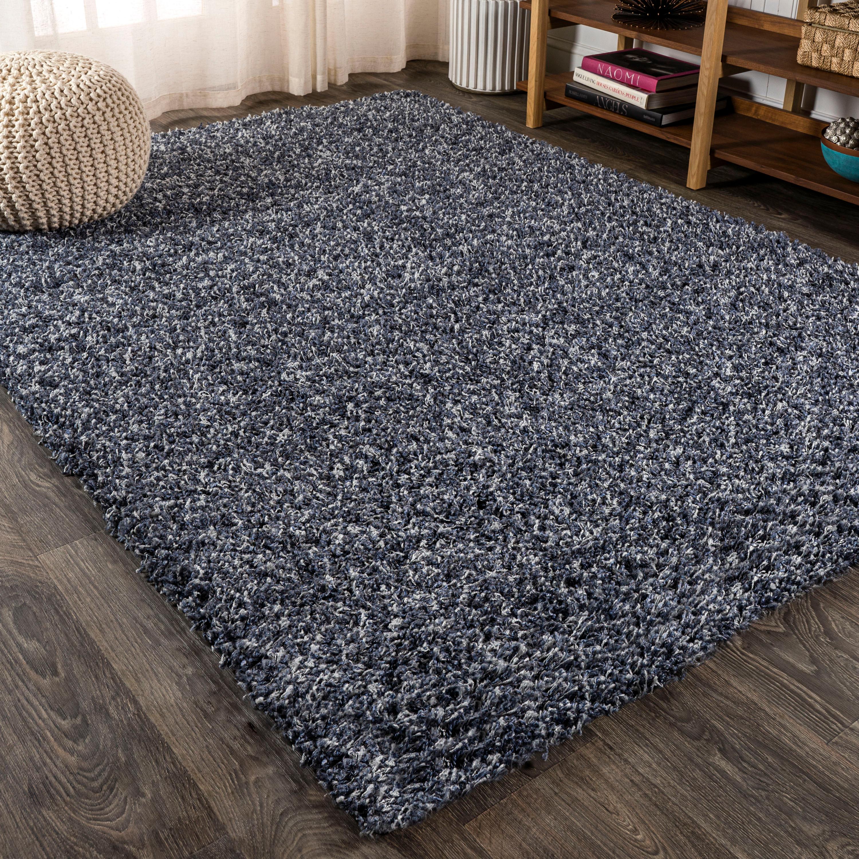 4'x6' Mercer Shag Plush Area Rug, Denim - JONATHAN Y