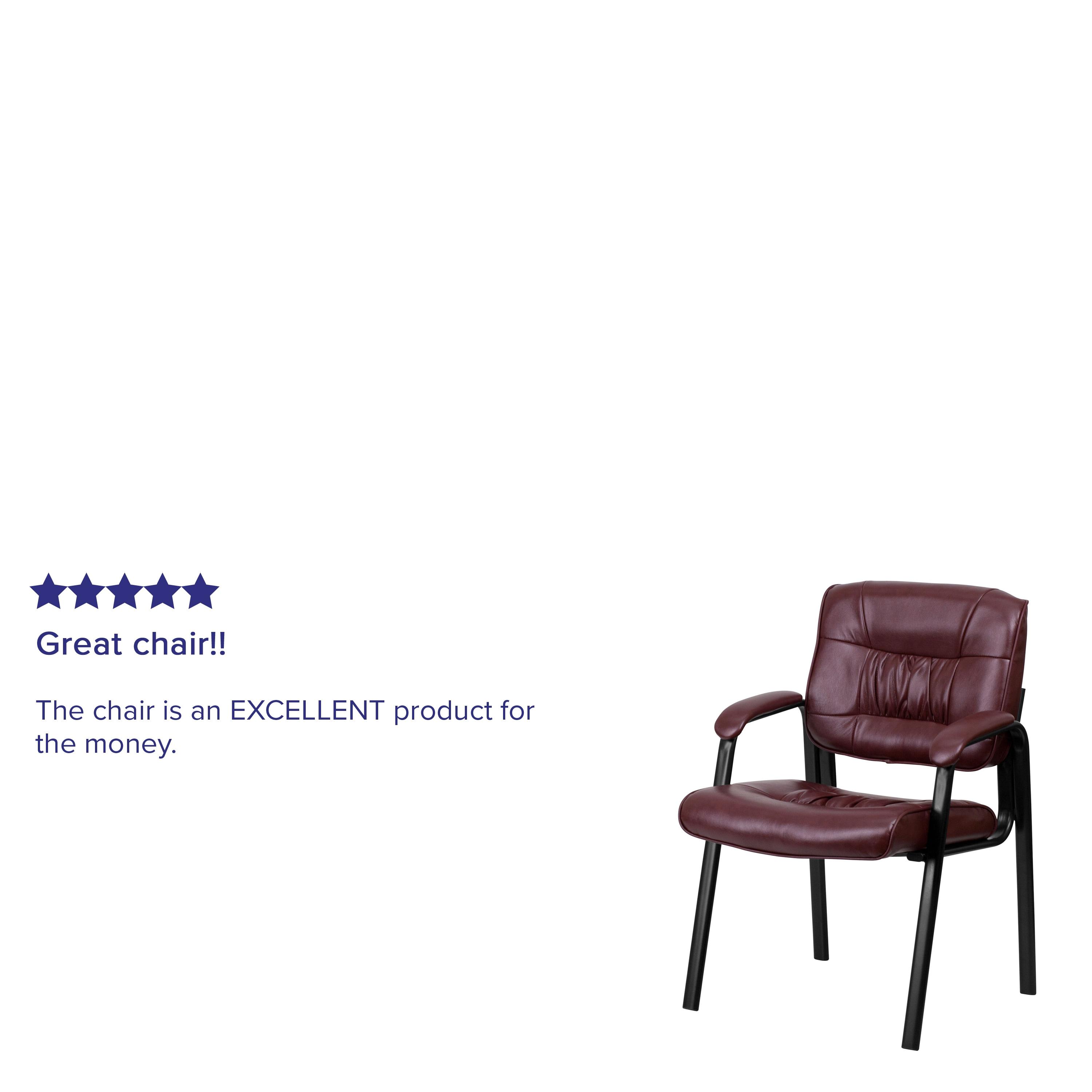 Flash Furniture Haeger LeatherSoft Tufted Executive Reception Chair with Padded Armrests, Burgundy