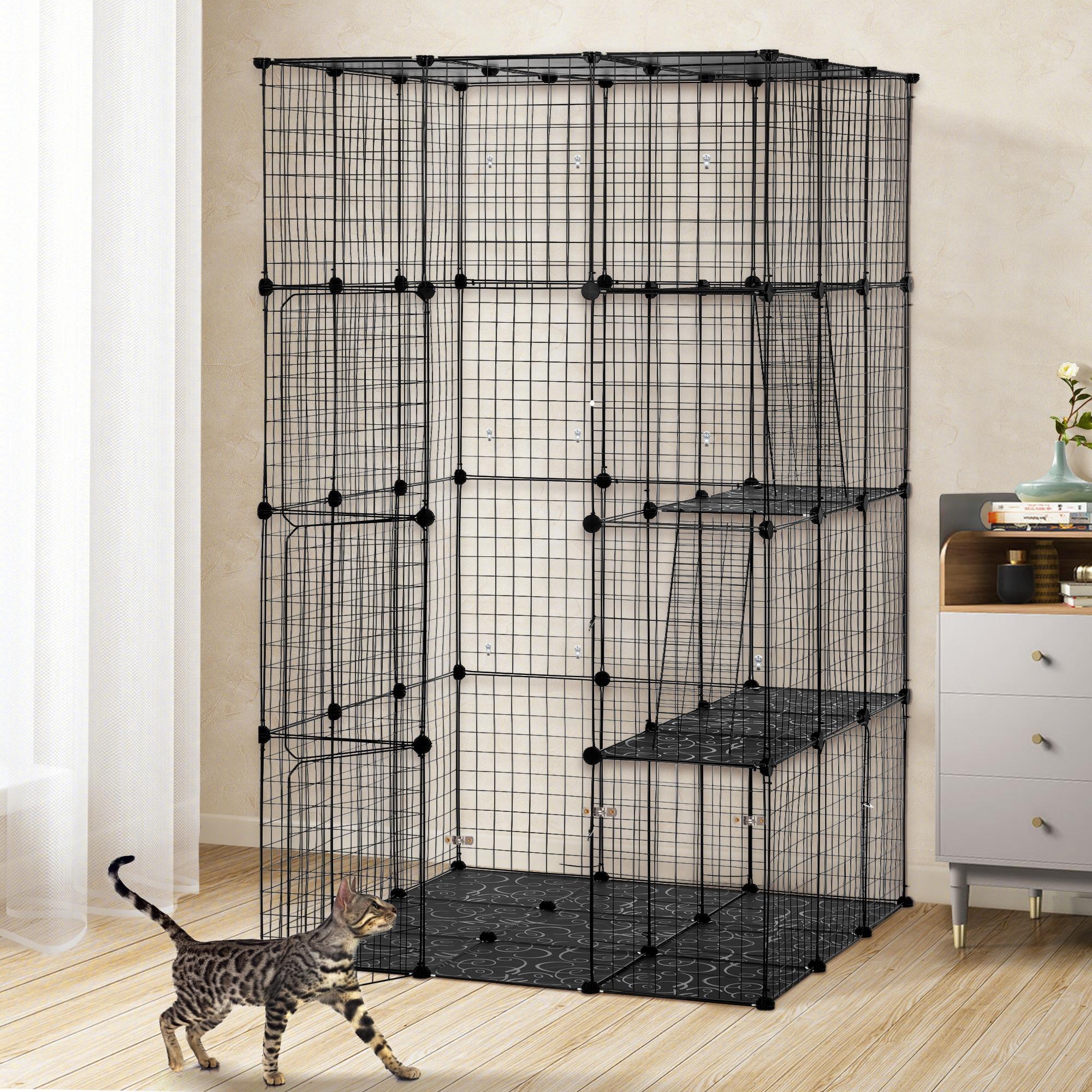 Coziwow Extra Large DIY Cat Cage Playpen, Metal Wire Kennels, Pet Cage for Rabbit Small Animal Indoor, Black