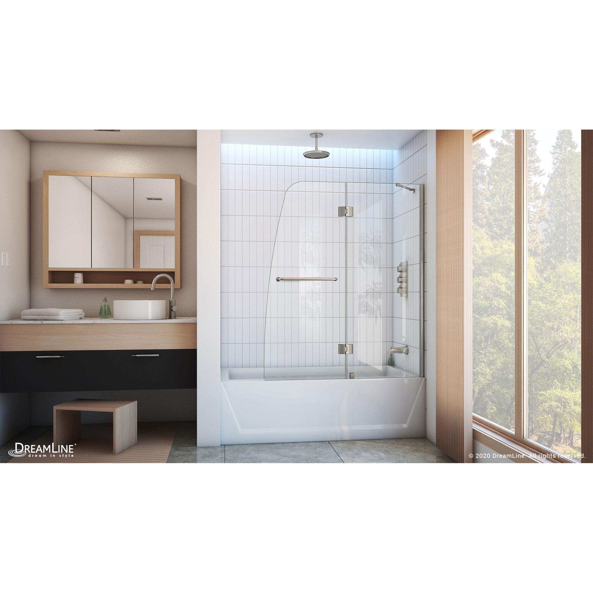 Aqua 48" x 58" Frameless Clear Glass Hinged Tub Door