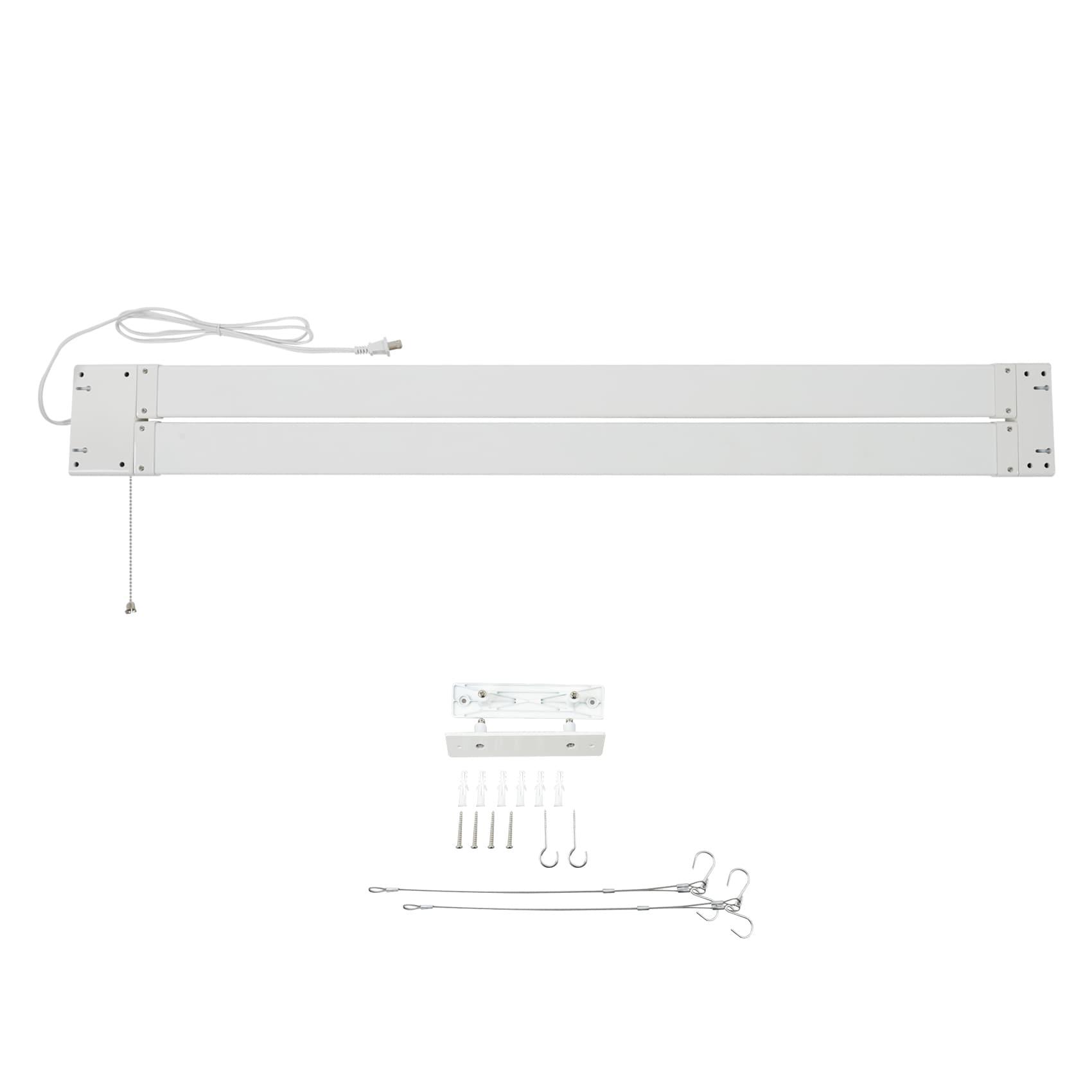 Green Watt 4-FT 100W LED Shop Light, Adjustable Light Panels, White Metal Construction