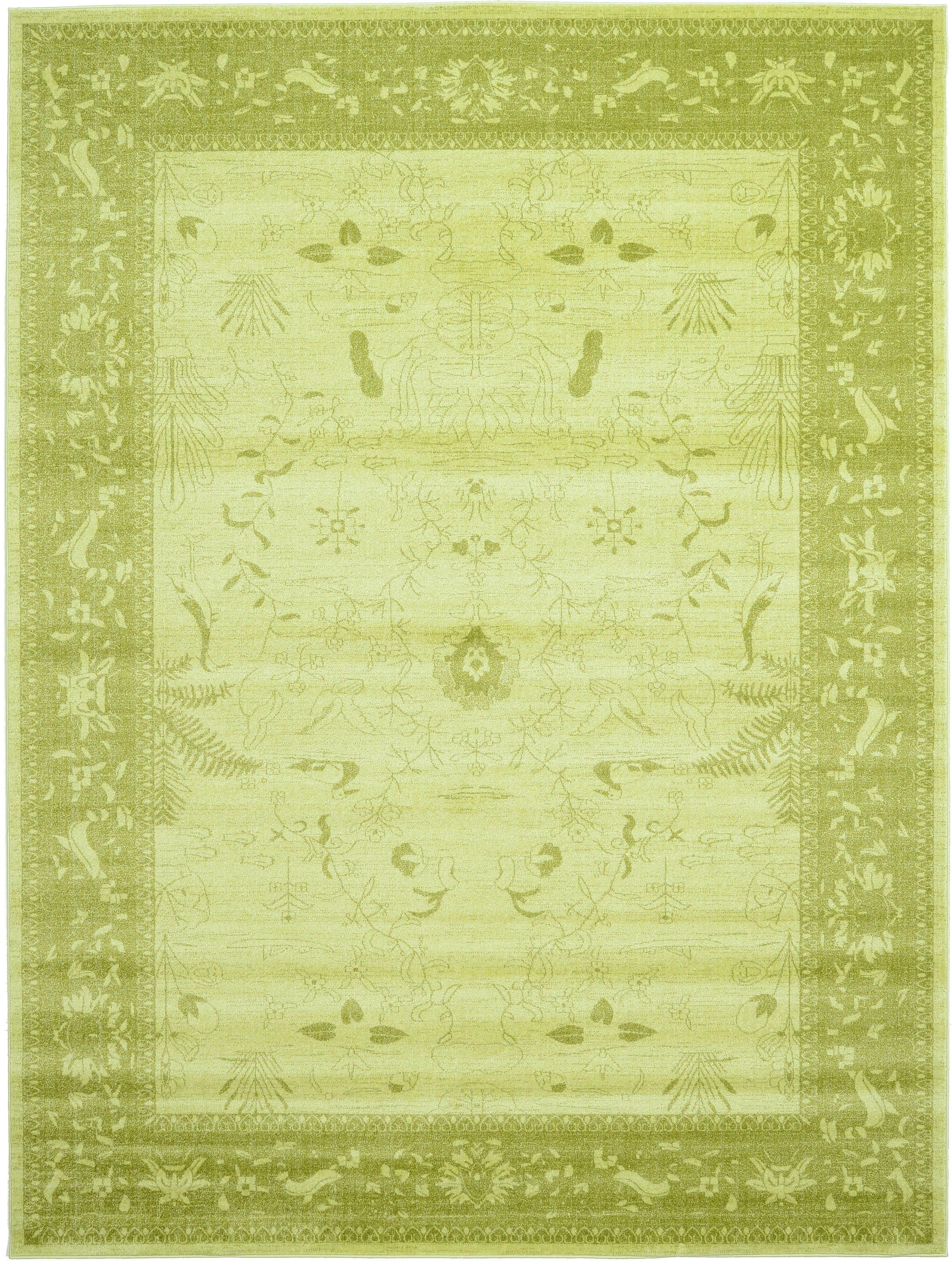 Unique Loom 9' 0 x 12' 0 Light Green La Jolla Floral Area Rug