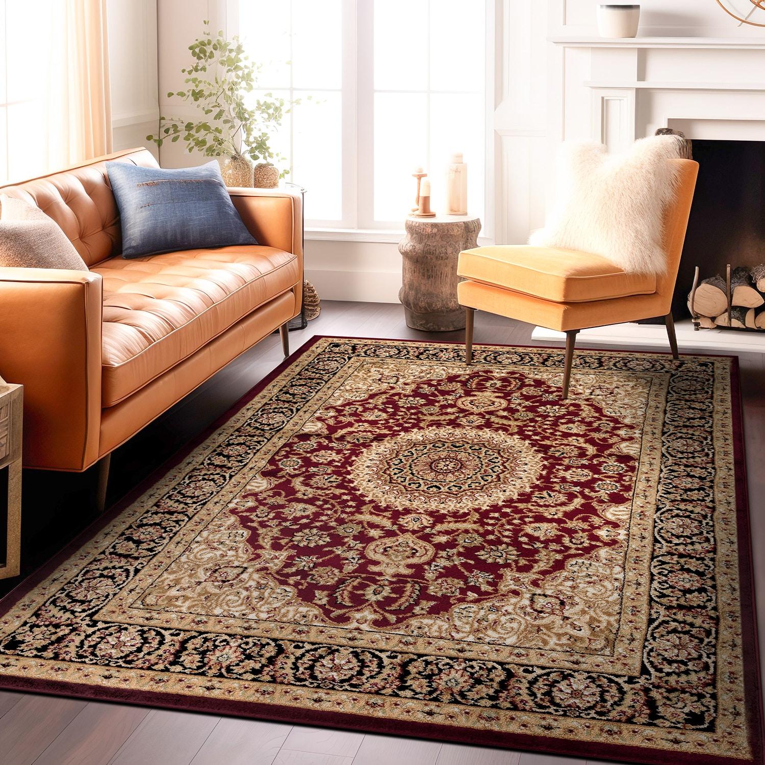 World Rug Gallery Traditional Oriental Medallion Area Rug - BURGUNDY 12'x15'