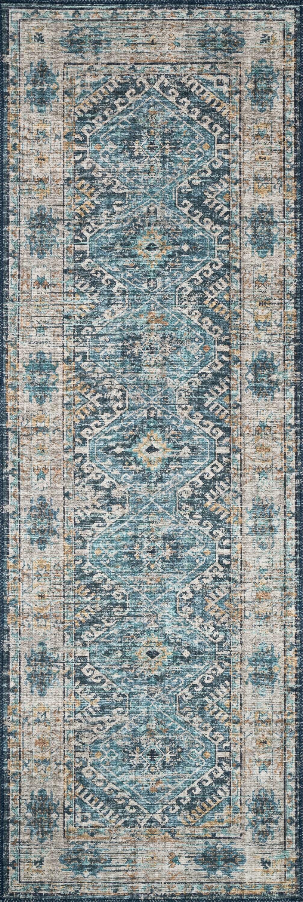 Skye Denim and Natural Hand-Knotted Wool Runner Rug