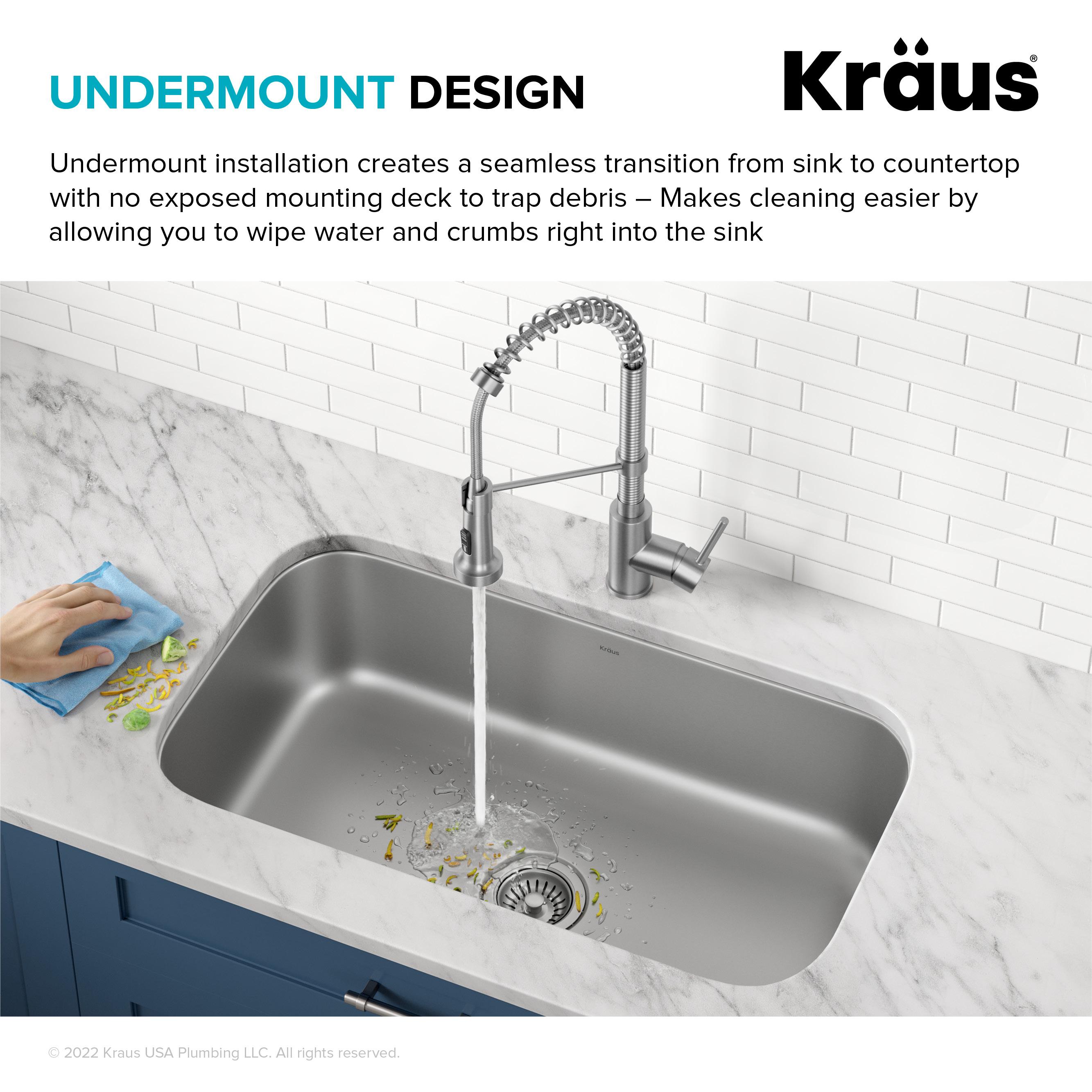 KRAUS Premier Undermount Single Bowl 18-Gauge Stainless Steel Kitchen Sink