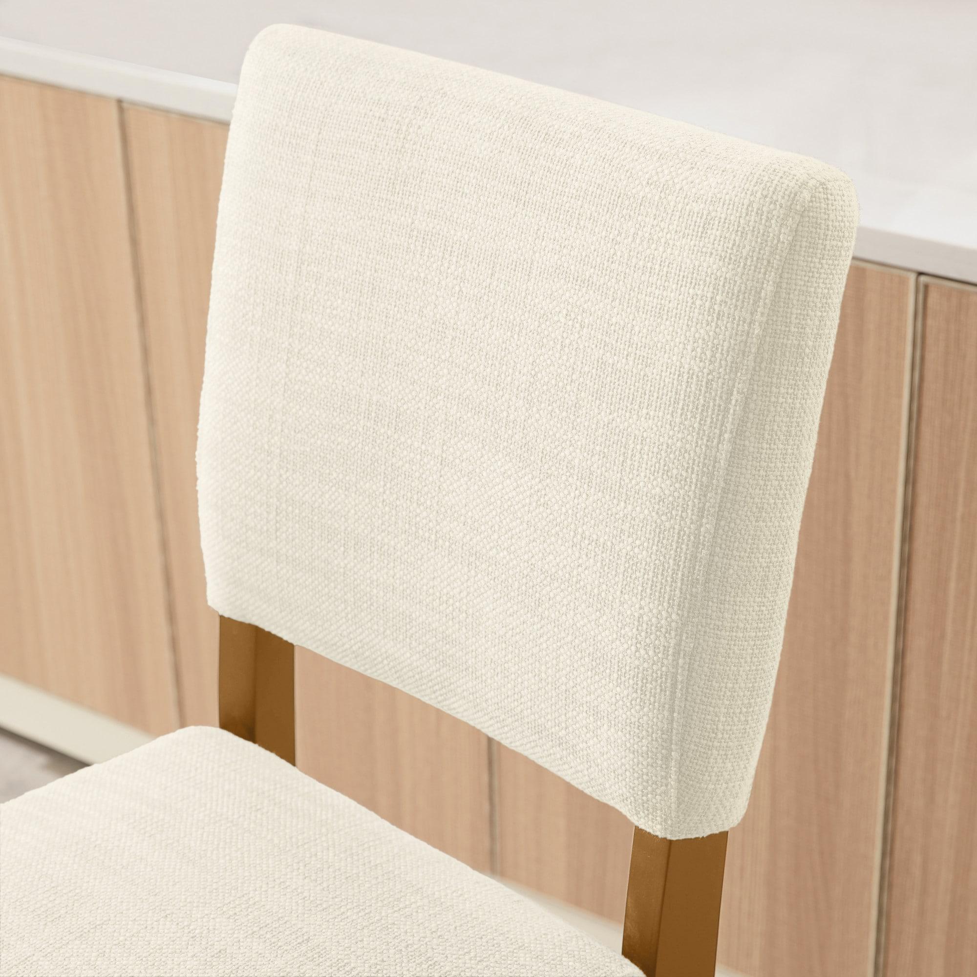Brax Bar Height 28-inches Stool Natural White Sand, with Upholstered Back and Wood Base - 2-Pack