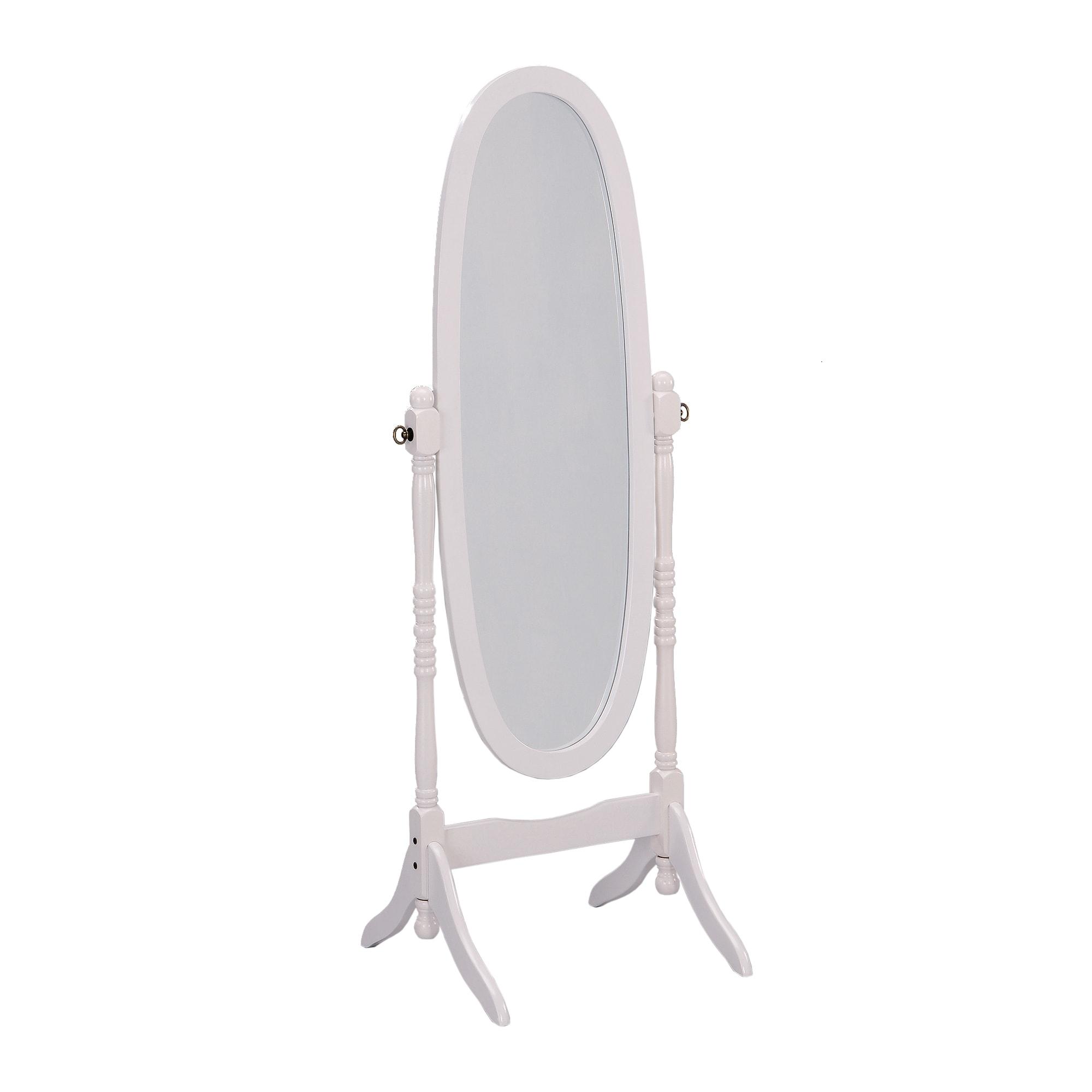 Cheval Mirror Ore International White: Oval Freestanding, Bedroom-Ready, 59.5" Tall