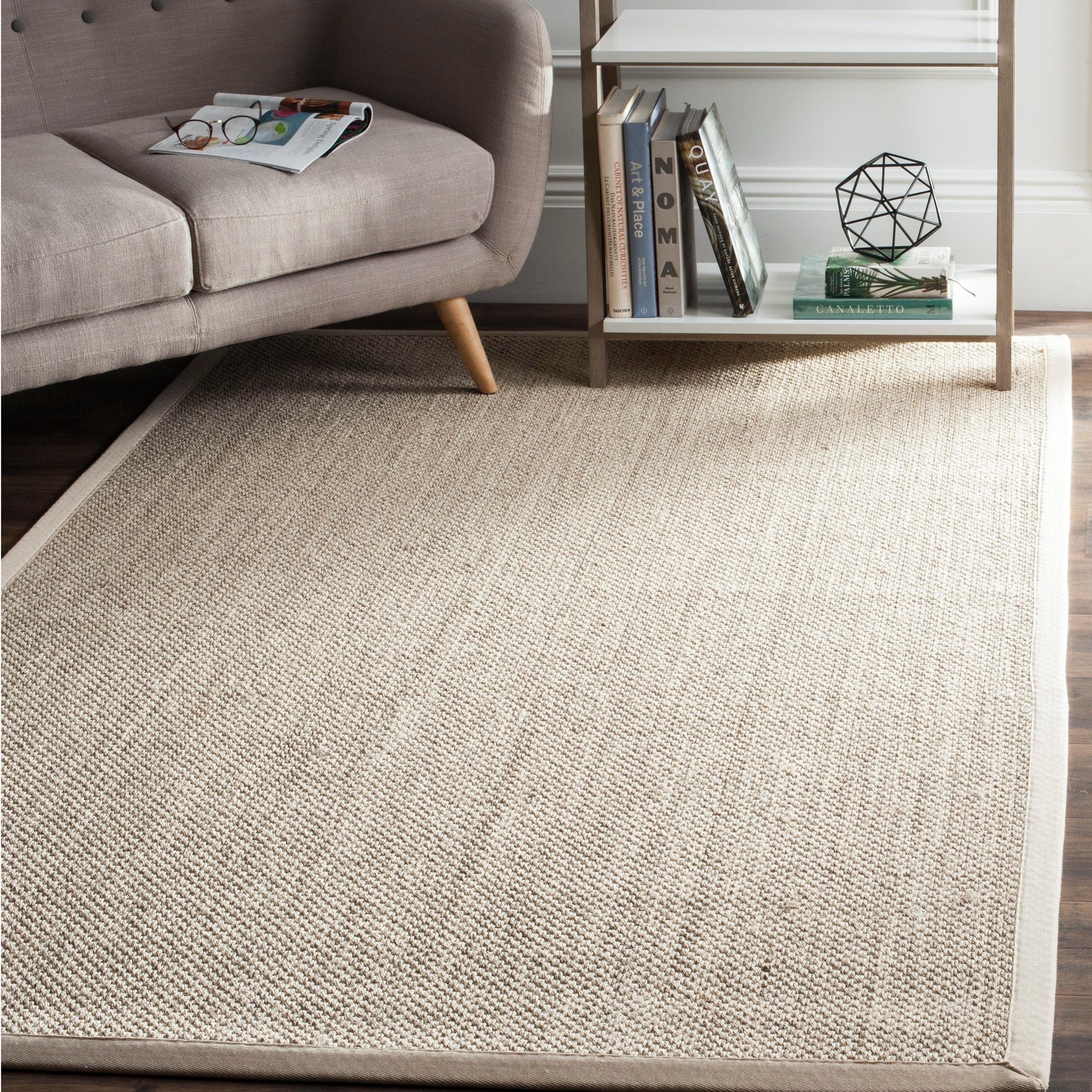 SAFAVIEH Natural Fiber Kentigern Border Seagrass Area Rug, Marble/Beige, 2'6" x 4'