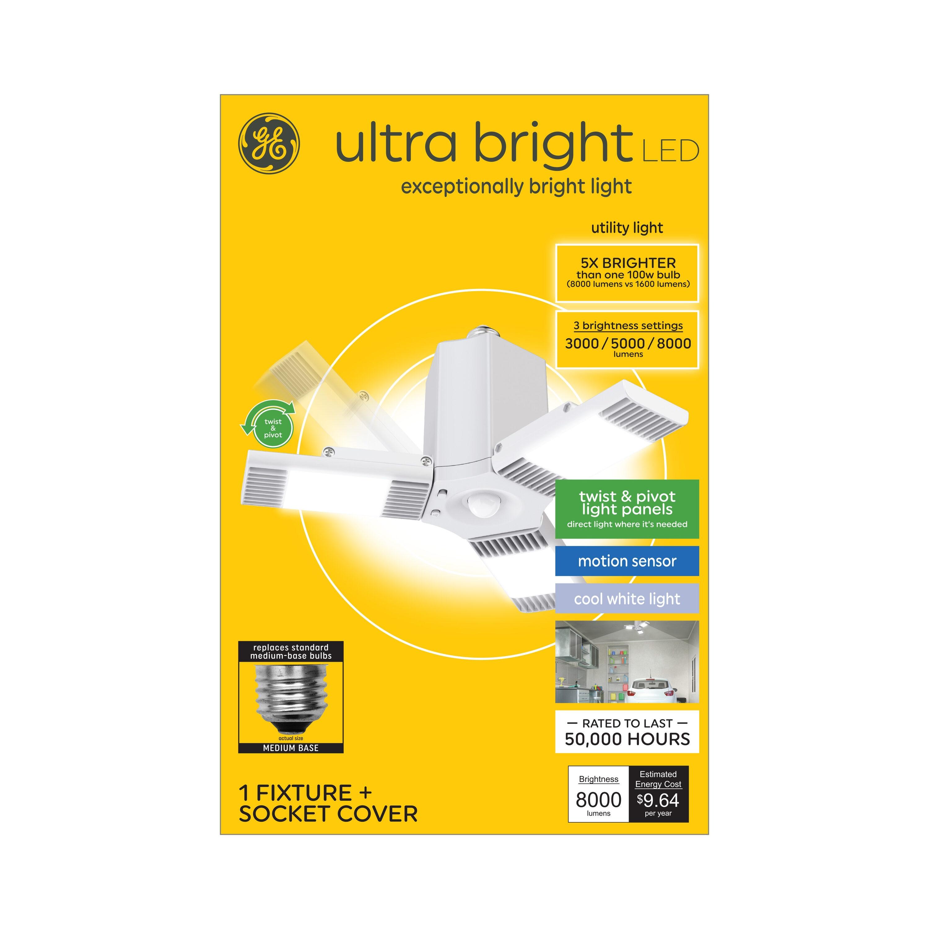 GE Ultra Bright Cool White Utility Light Fixture: LED Garage & Utility Room Light, 8000 Lumens, 80W, Energy Star Certified