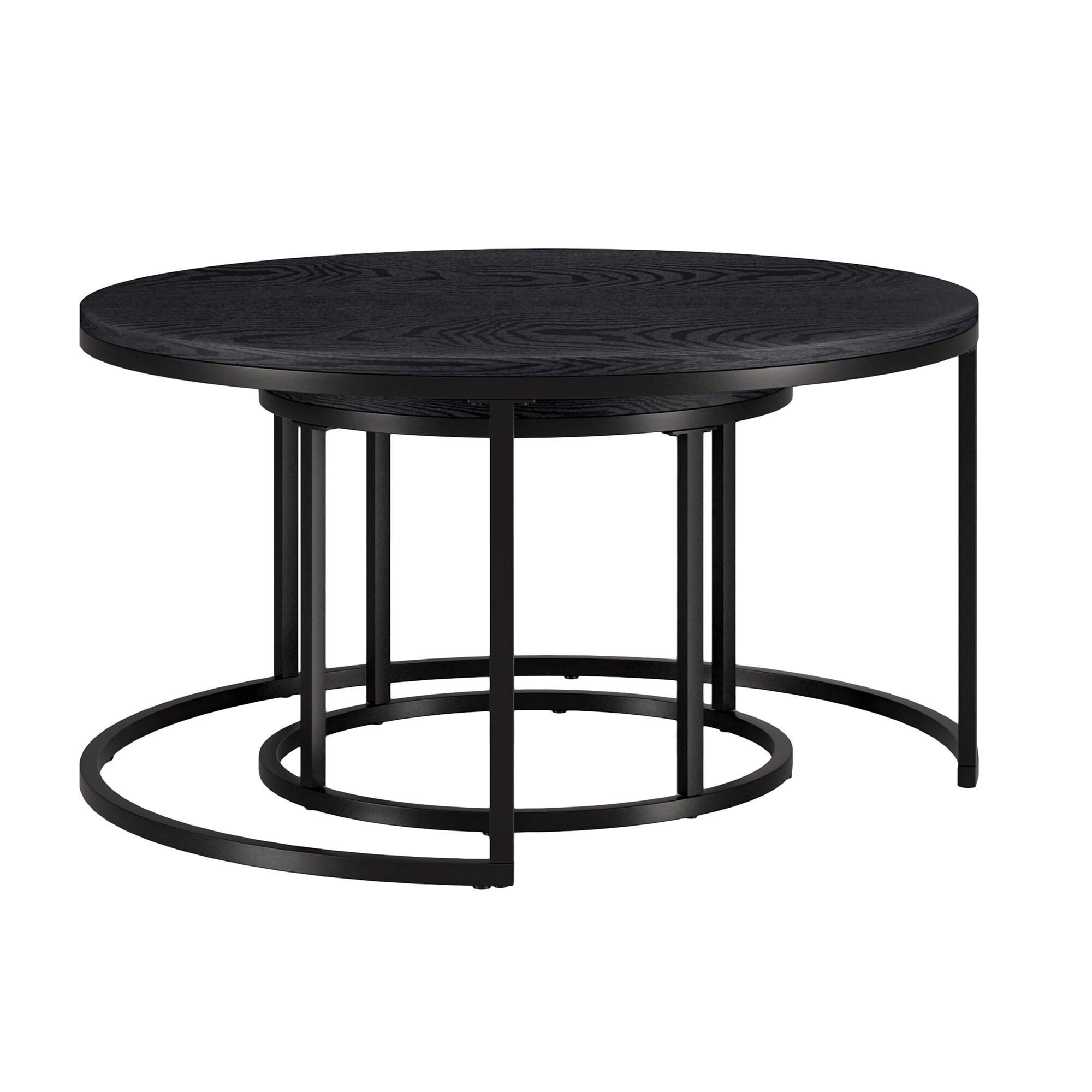 Henn&Hart 35" Black Nested Coffee Tables