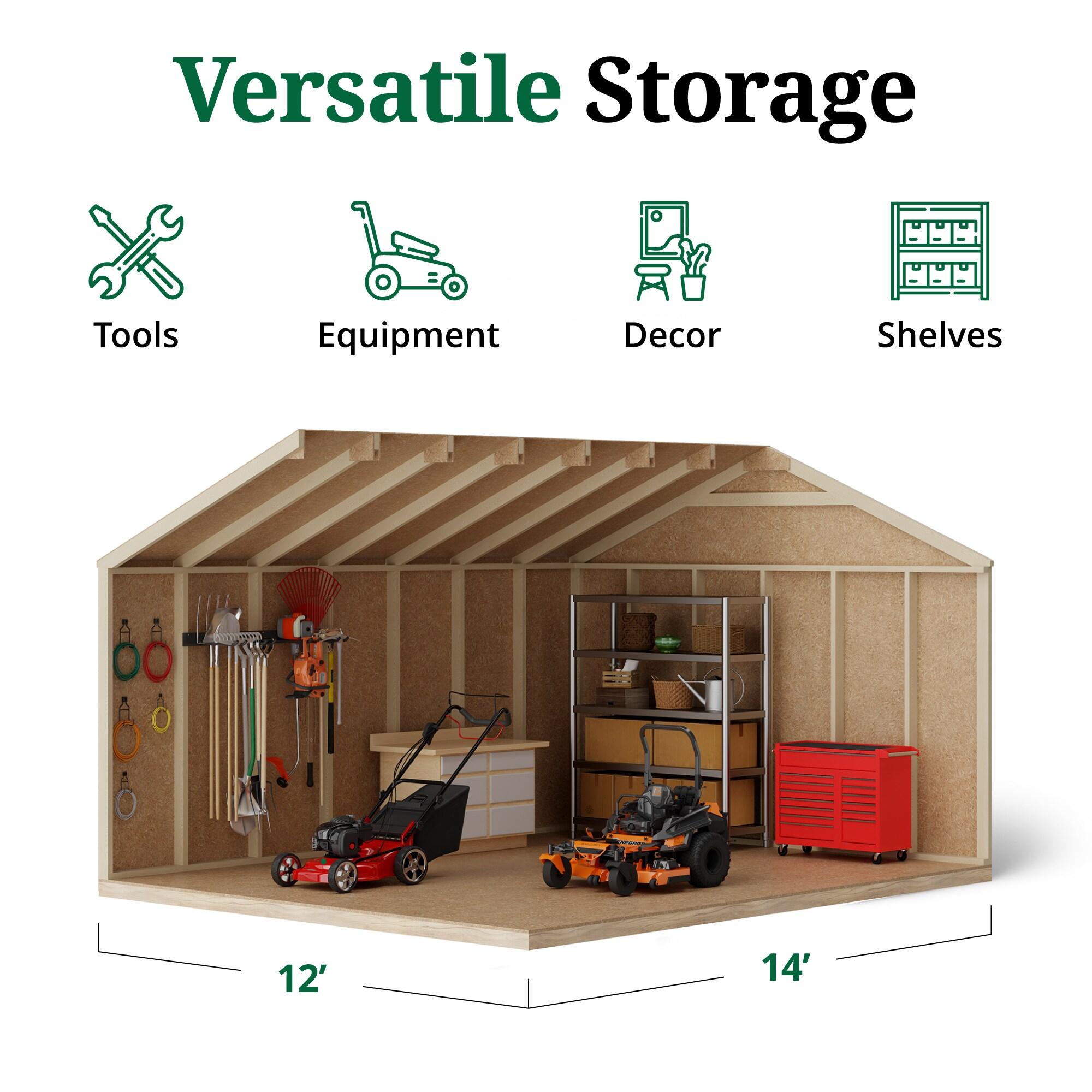 Little Cottage Co. 12x14 Value Workshop Shed with Operable Windows and Floor, Outdoor Wood Storage Do-It-Yourself Precut Kit