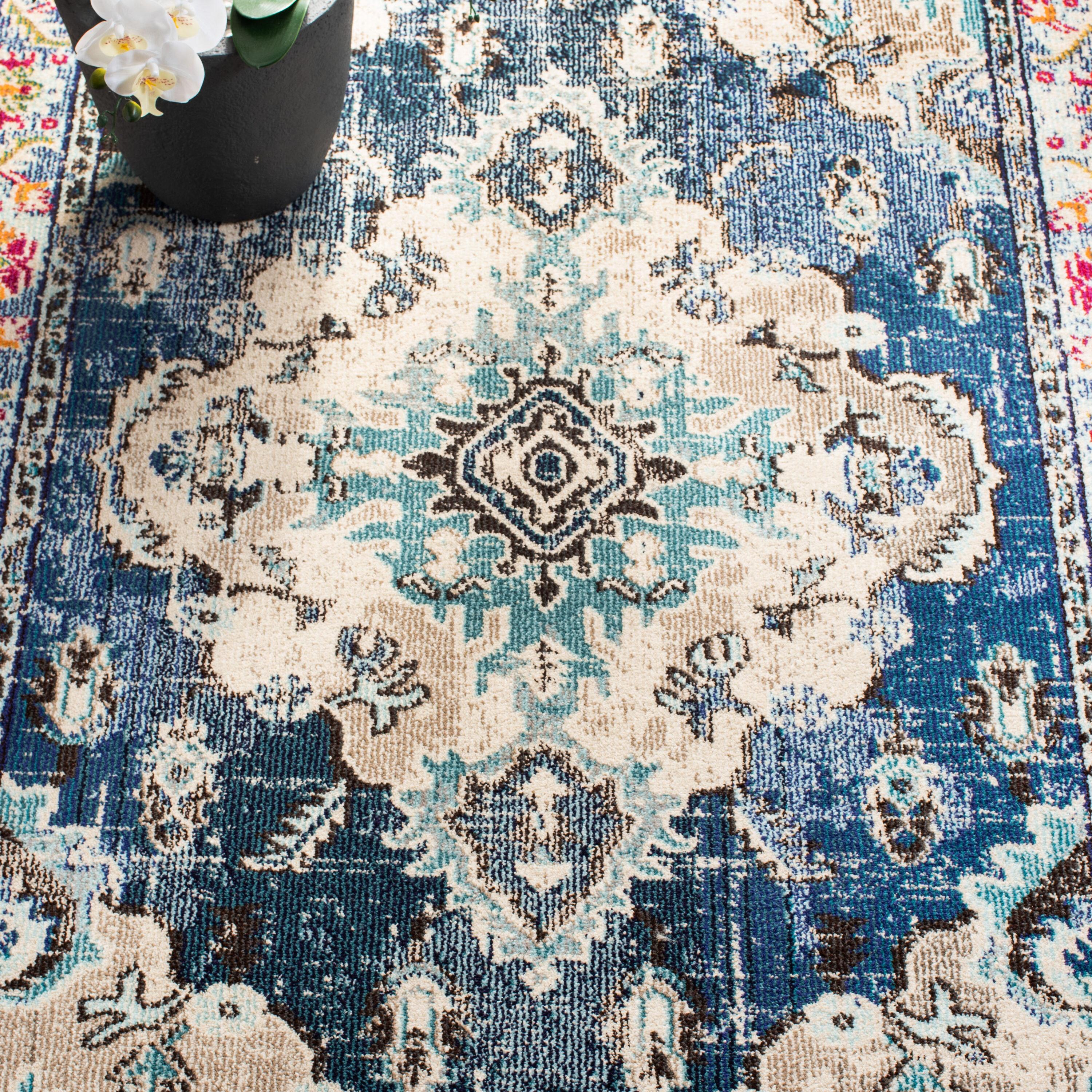 Monaco MNC243 Power Loomed Area Rug - Navy/Light Blue - 4'x4' - Safavieh.