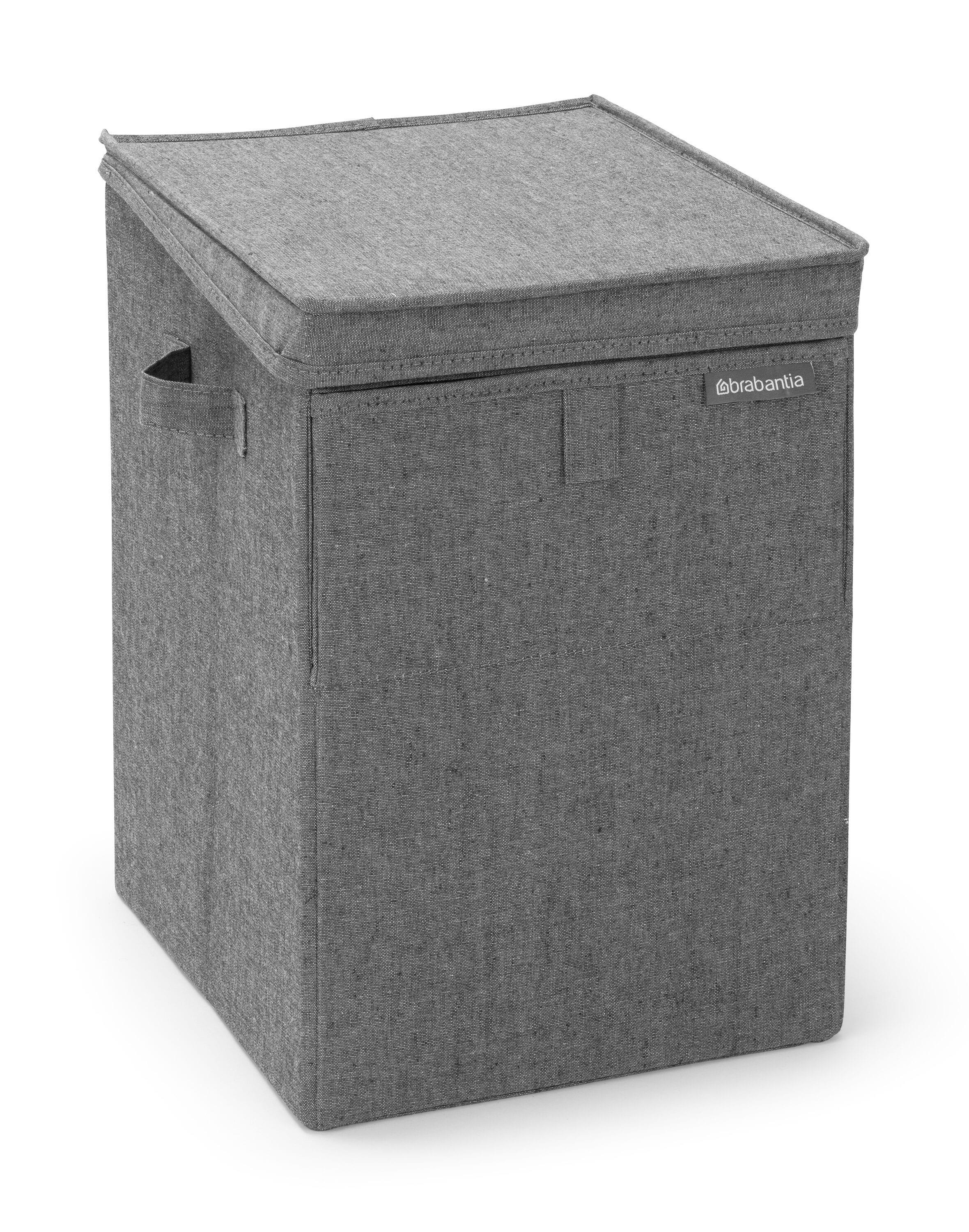 Gray Cotton Polyester Stackable Rectangular Laundry Hamper with Lid