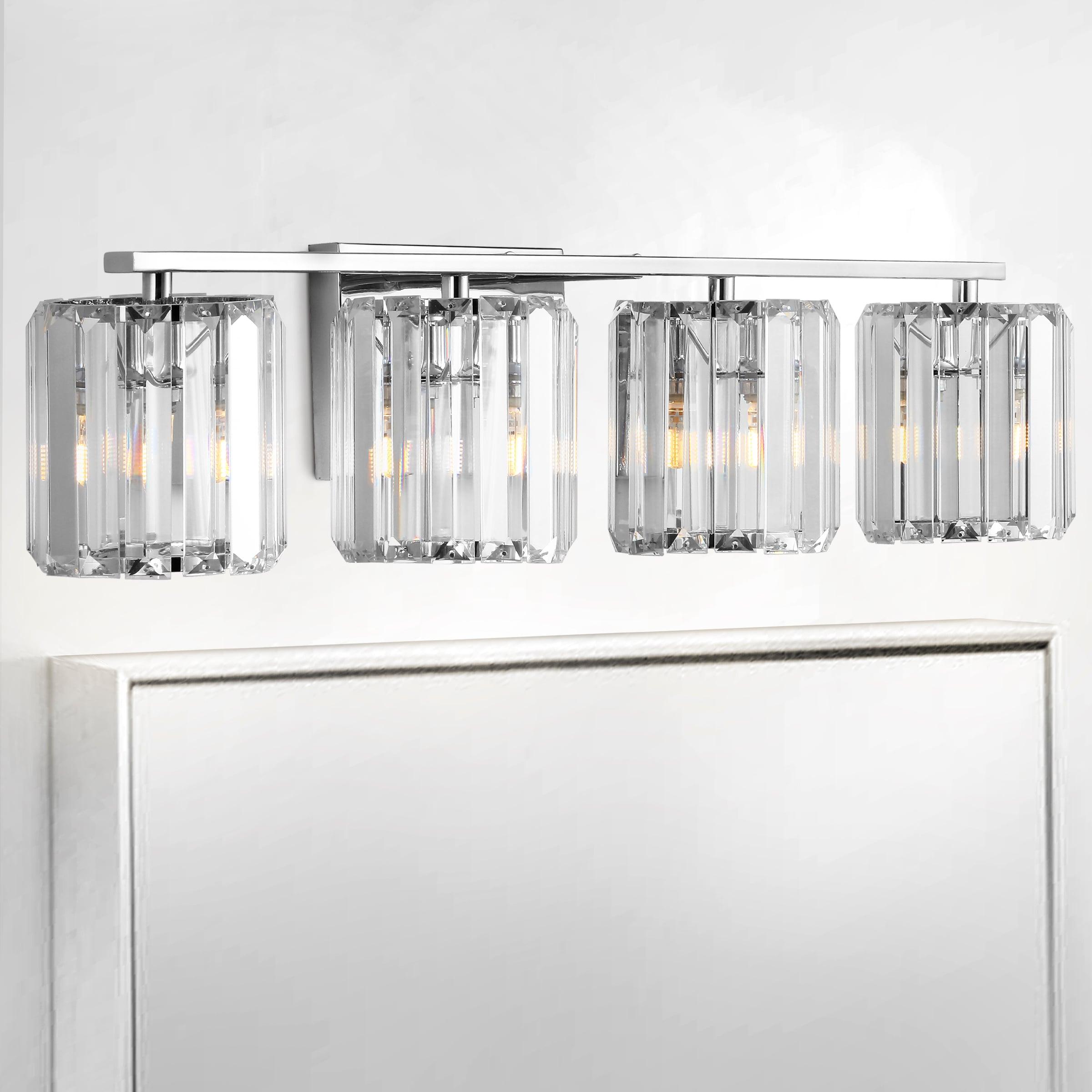Coco Prism Vintage 29.75" 4-Light Metal/Glass Classic Glam LED Vanity Light, Chrome