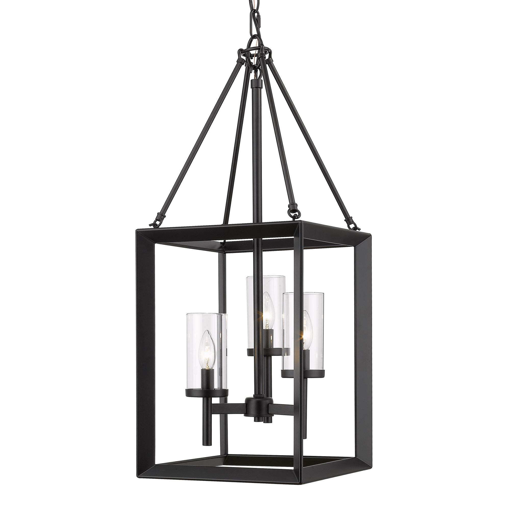Golden Lighting Smyth 3-Light Pendant in Matte Black with Clear Glass