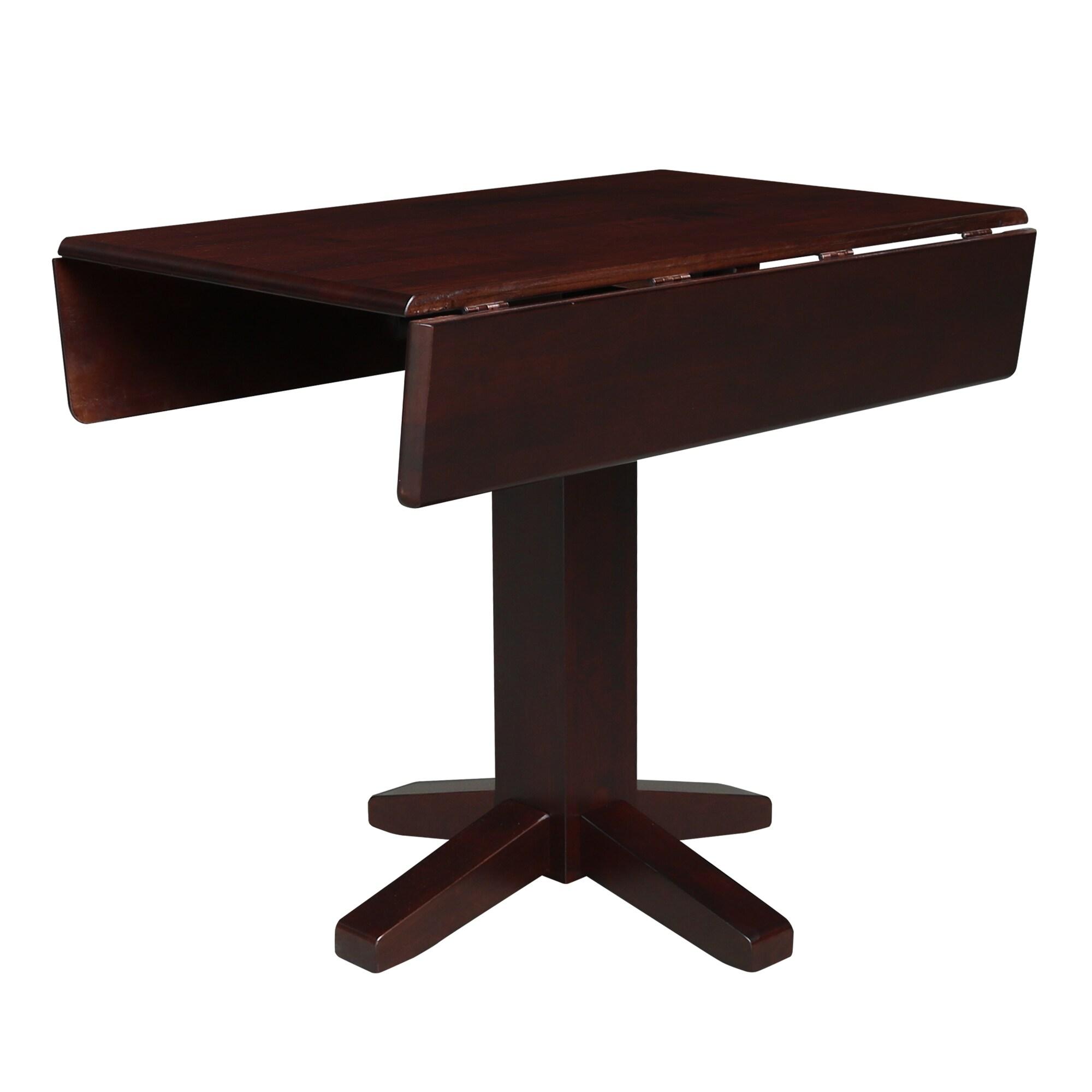 36" Sanders Square Dual Dining Table Rich Mocha - International Concepts: Solid Wood, 4-Seater Kitchen Table