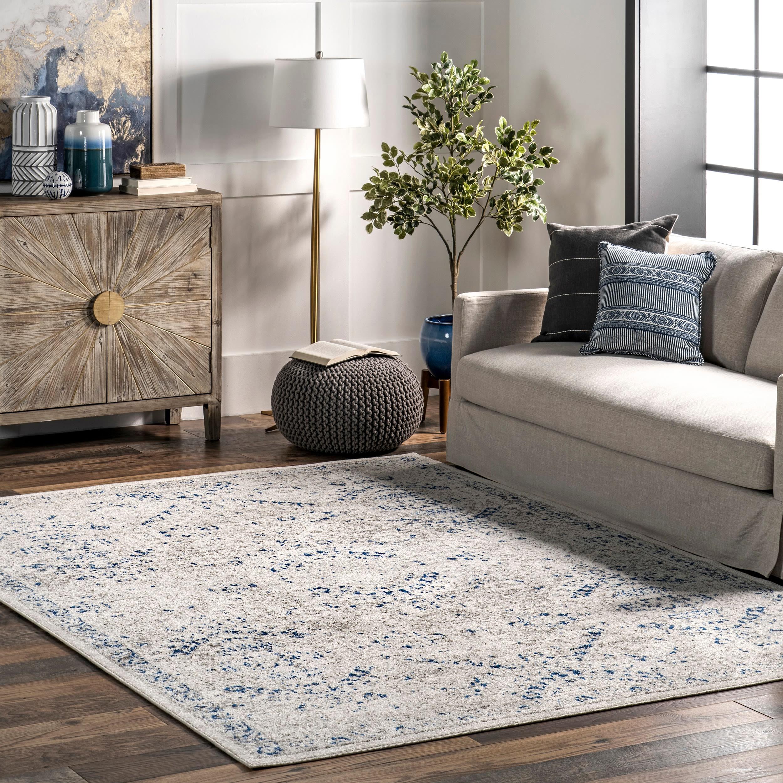 Nuloom Minta Medallion 2x3 Accent Indoor Area Rug for Living Room Bedroom Dining Room Entryway Kitchen, Blue/Off White