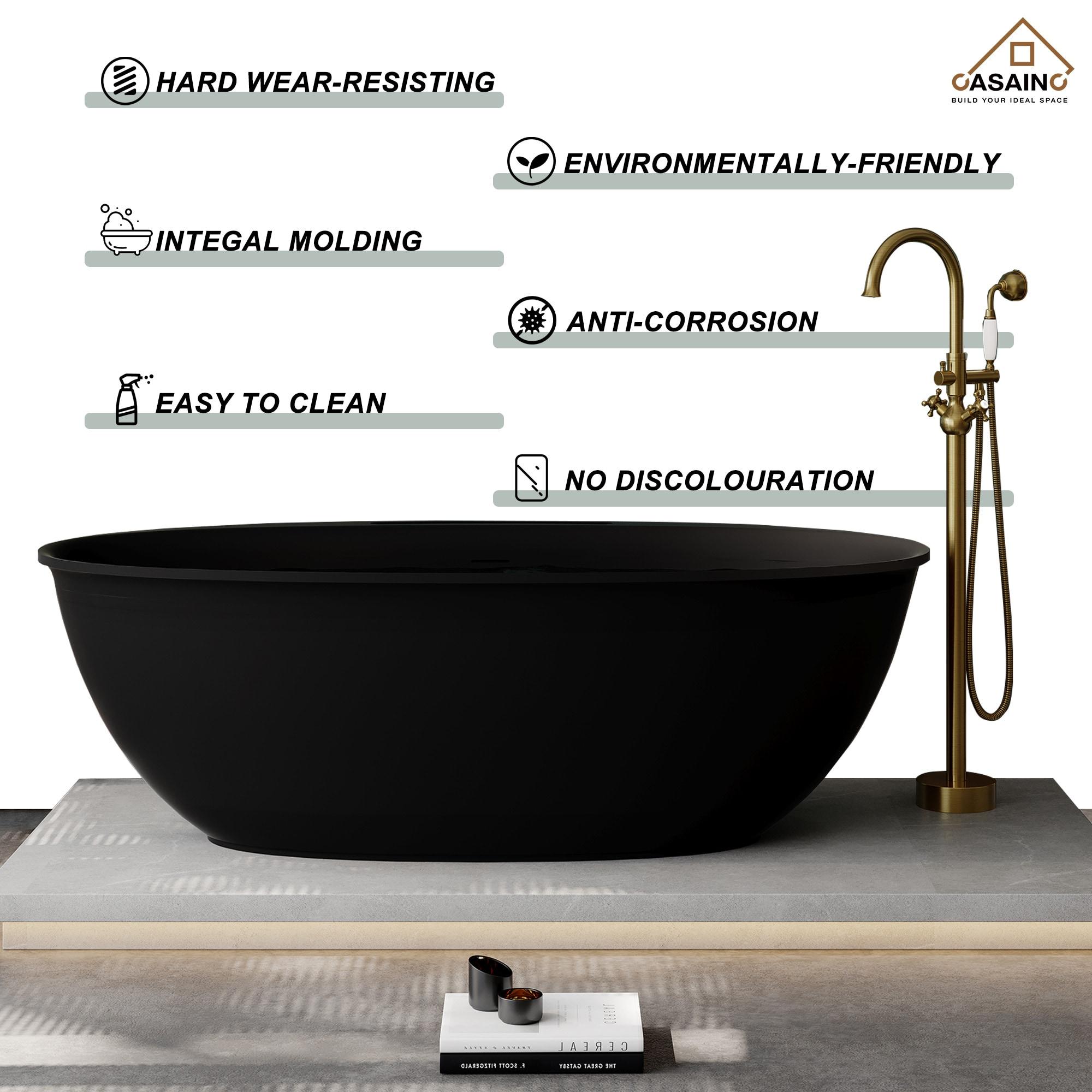 Coral Way 67'' x 34'' Solid Surface Stone Freestanding Soaking Bathtub