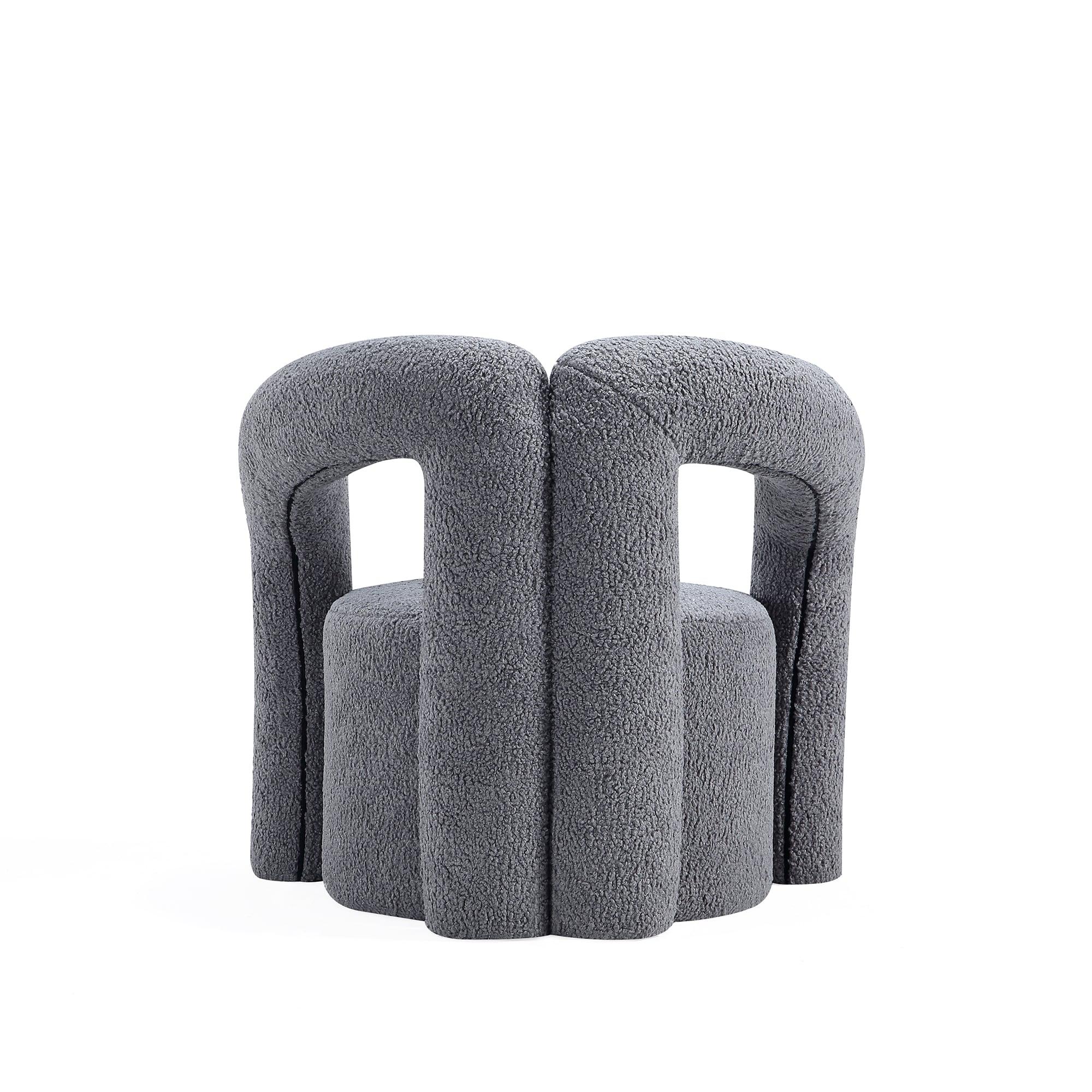 Manhattan Comfort Darian Modern Boucle Upholstered Accent Chair Gray: Pine Frame, Foam Cushion, No Assembly Required