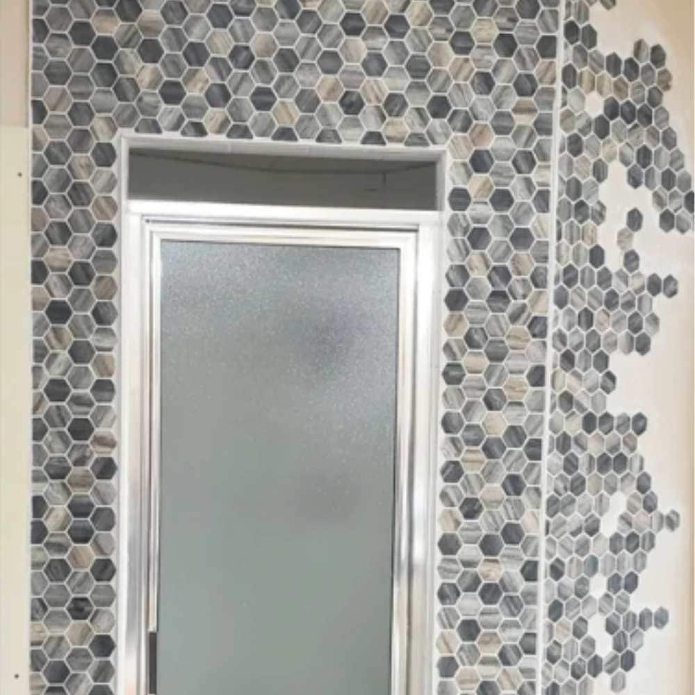 The Tile Life Honeycomb Greige 1.88x1.88 Glass Mosaic Wall Tile - 1 Sheet (1.12 Sq. ft.)