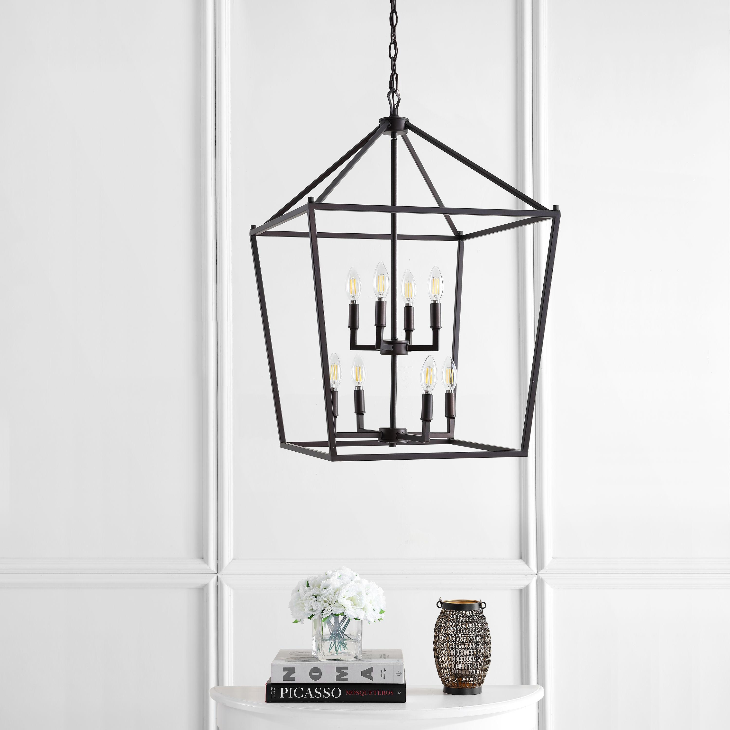 Pagoda 20" 8-Bulb Lantern Metal LED Pendant, Oil Rubbed Bronze