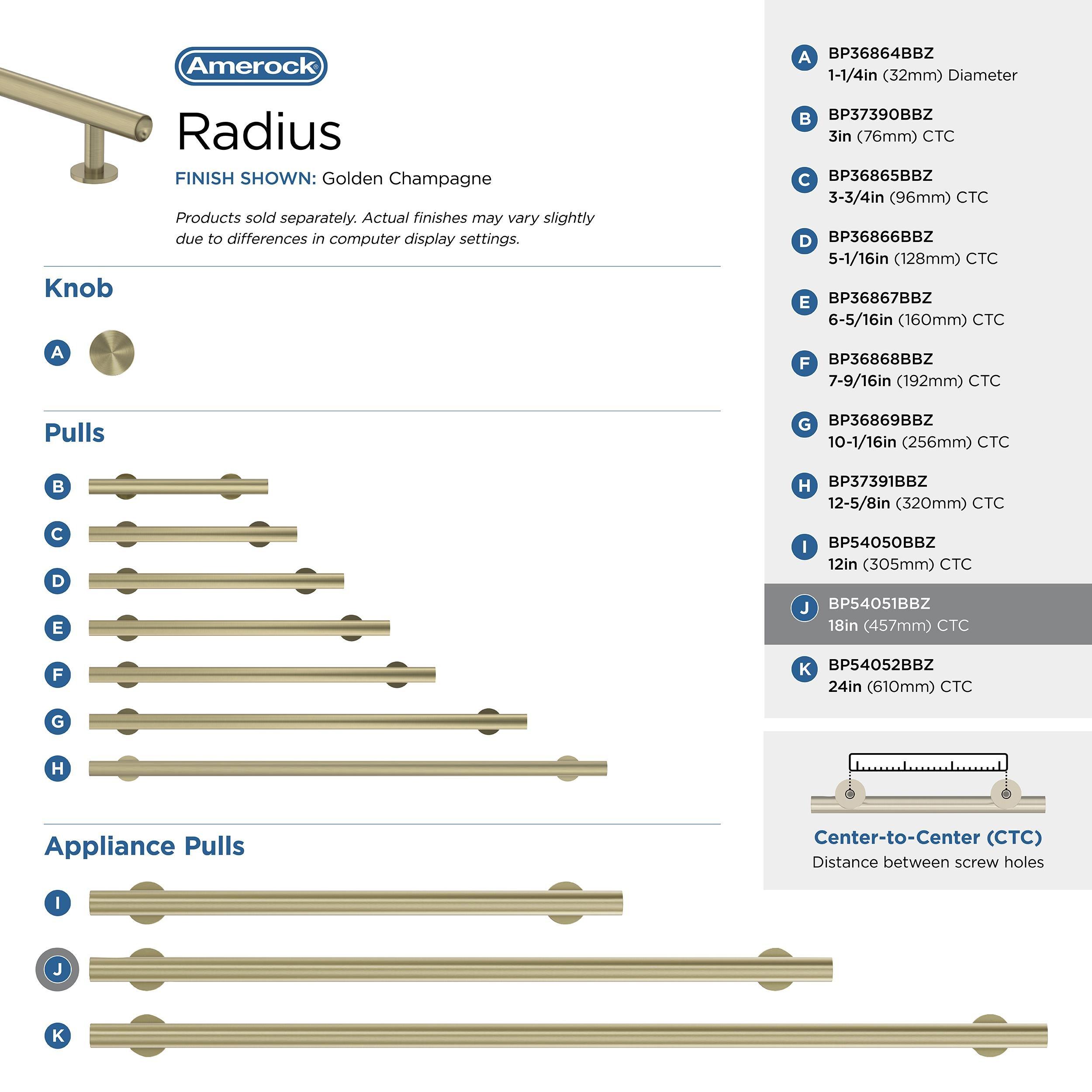 Amerock Radius 18" Center to Center Appliance Pull