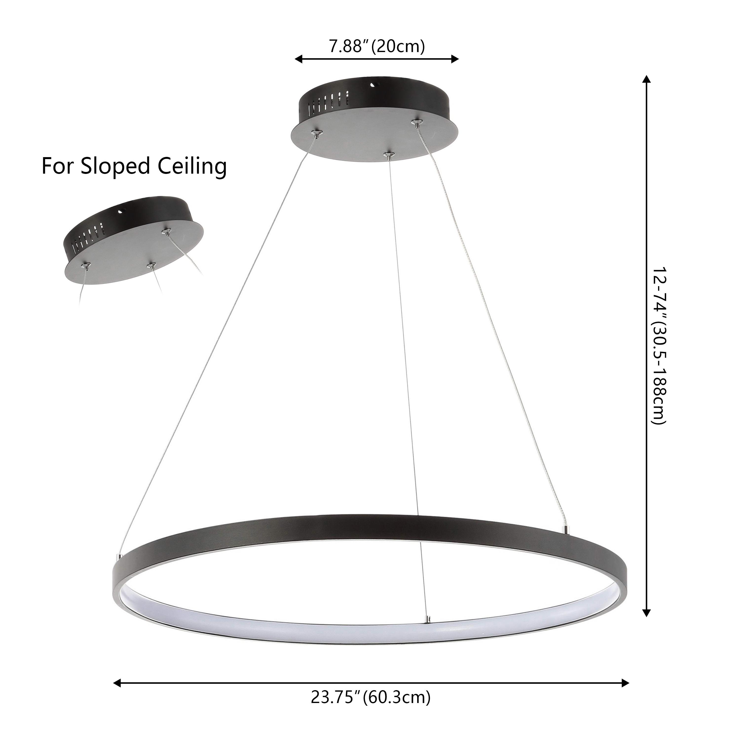 Brice 23.75″ Modern Contemporary Iron Integrated LED Pendant, Matt Black