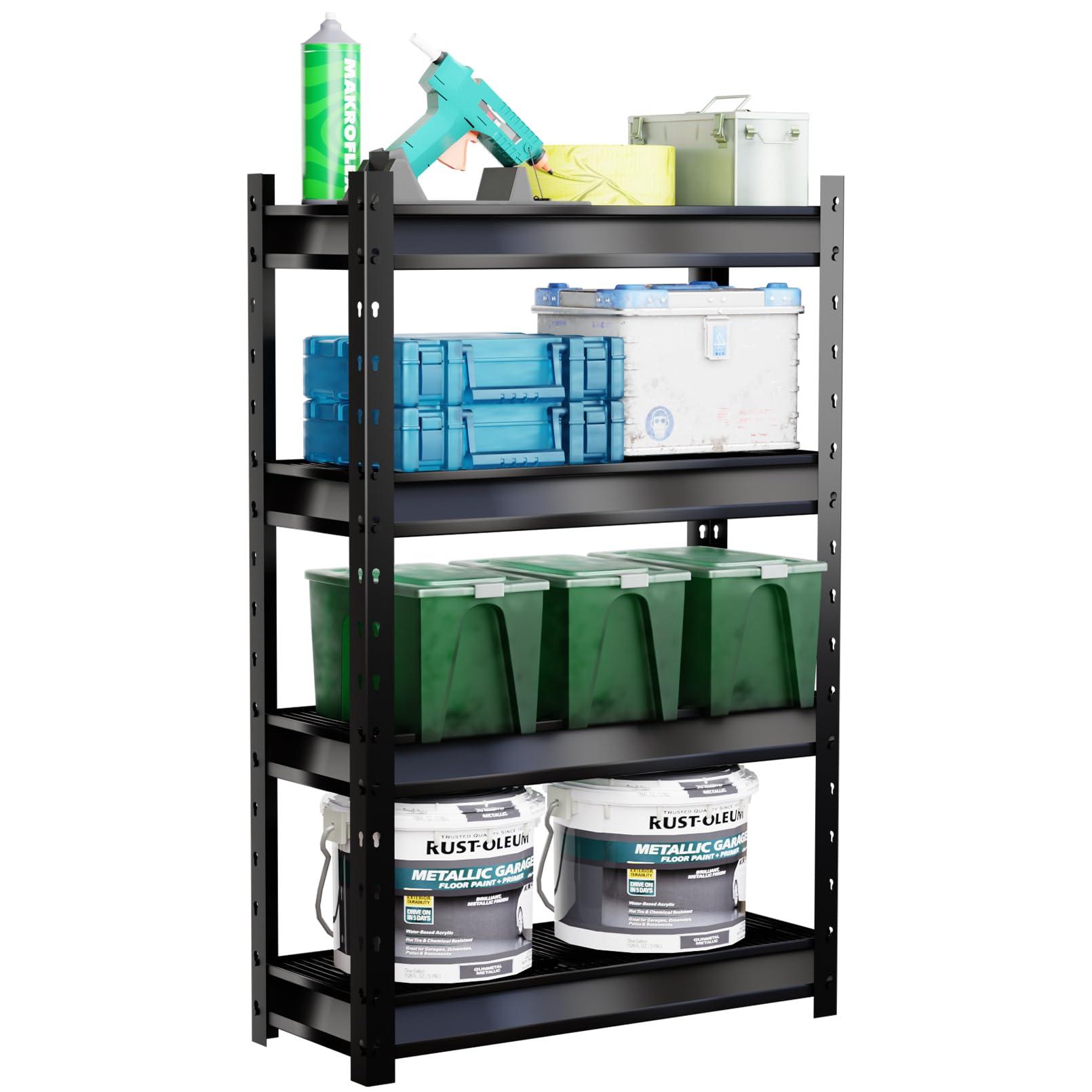 Atlas Shelving 4-Tier 36"x14"x54" Garage Shelving Heavy Duty Loads 6000lbs Dark Gray: Steel, Adjustable & Fixed Shelves