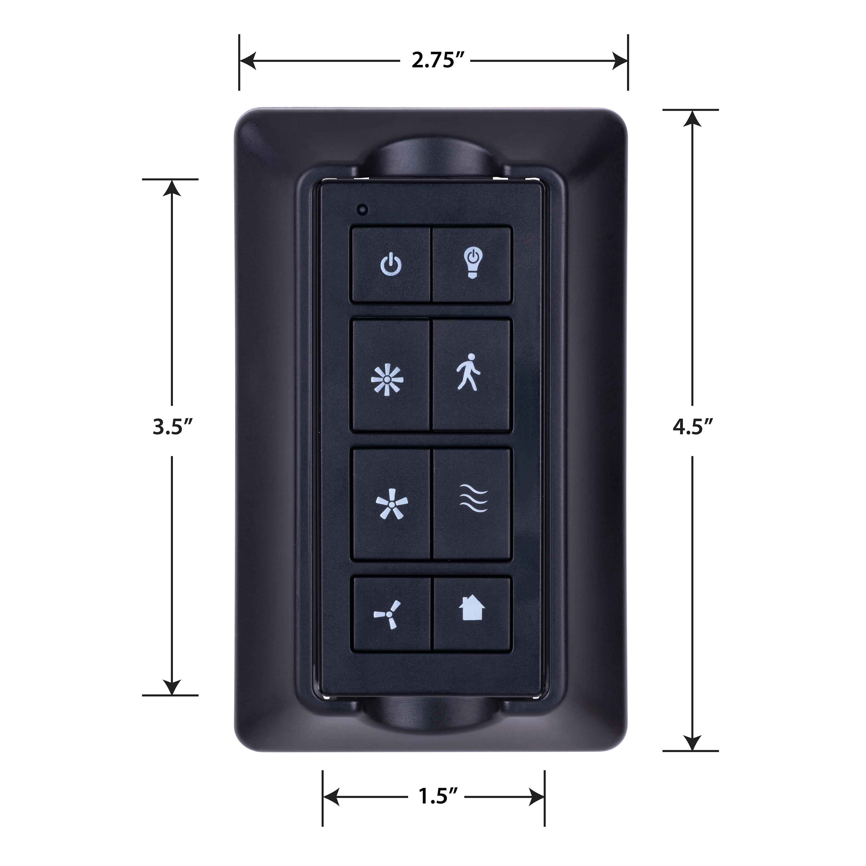 Prominence Home Universal Ceiling Fan Remote Control Kit with Receiver, Wall Dock and Batteries, For Downrod Ceiling Fans ONLY - Model 51487-01 - Black