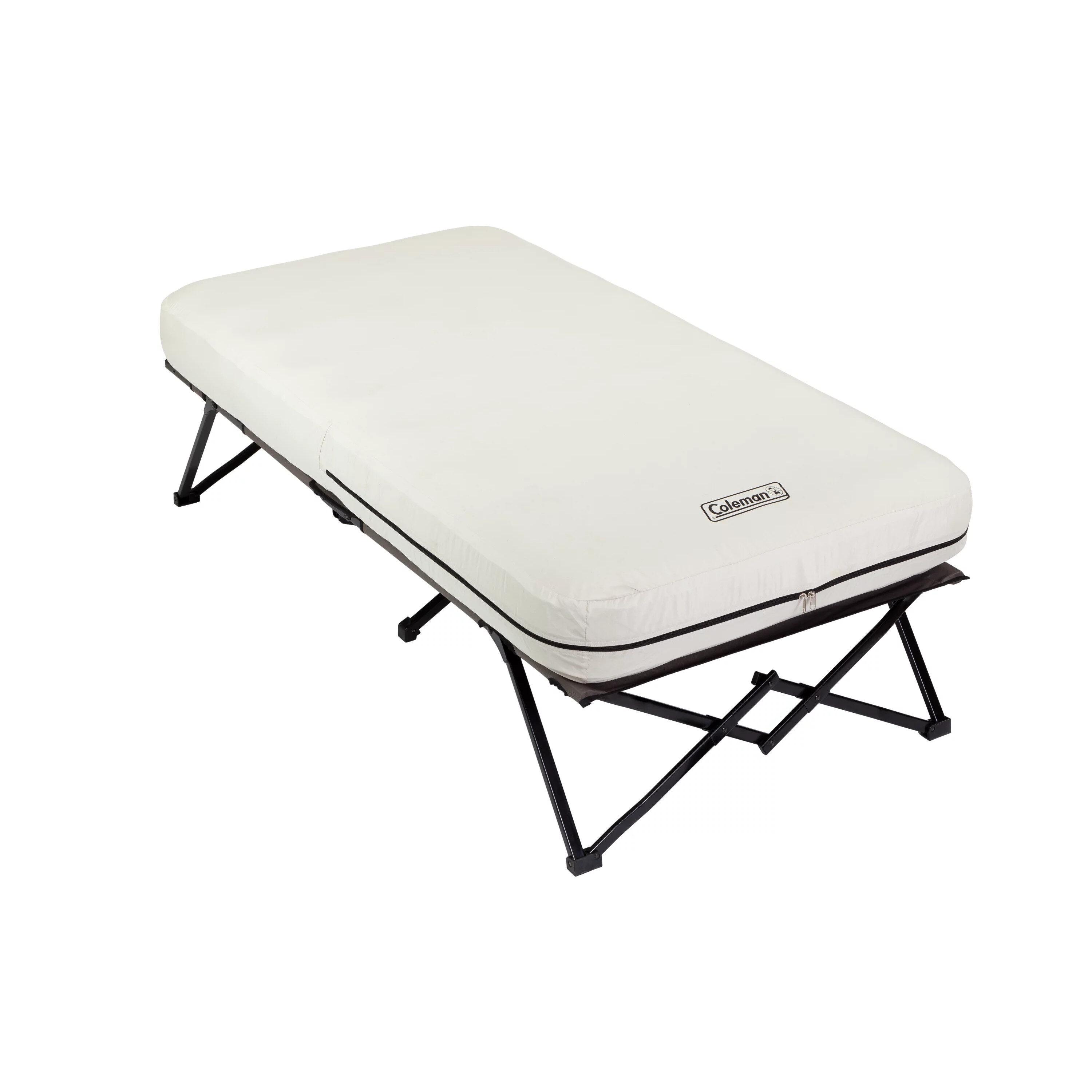 Coleman Camping Cot with Side Tables, Air Mattress & Battery Pump, Twin