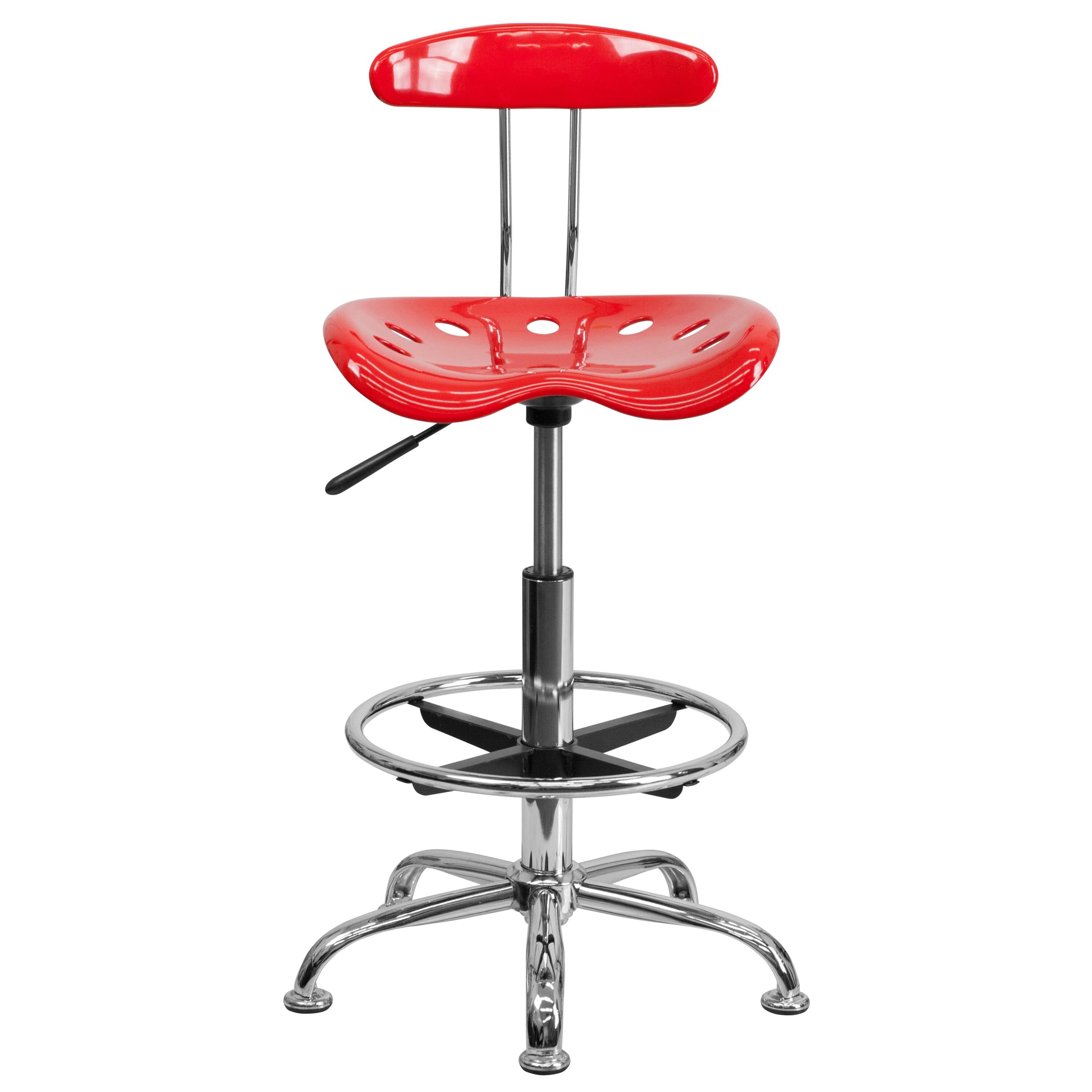 Monroe Vibrant Chrome Drafting Stool with Tractor Seat