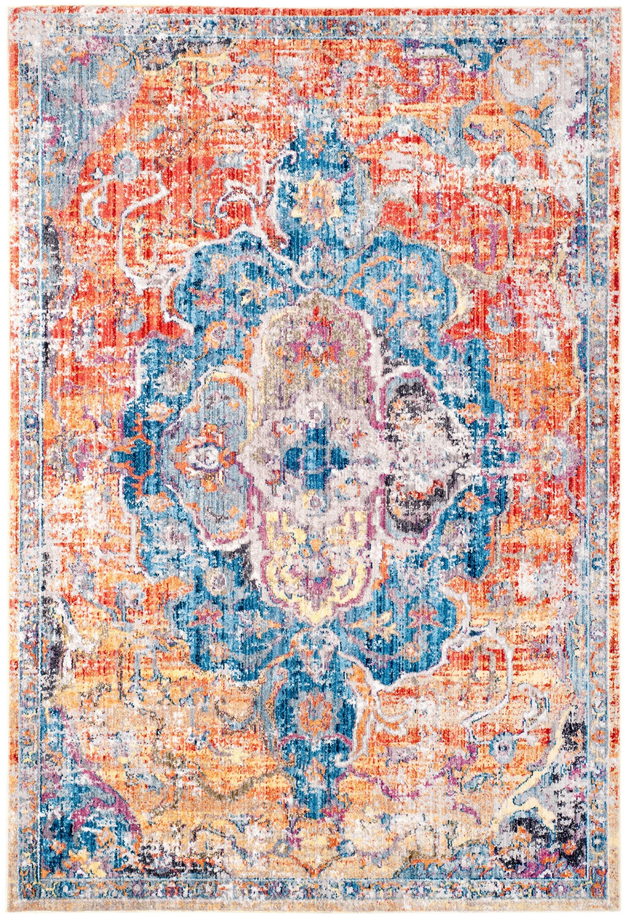 Bristol BTL350 Power Loomed Area Rug Blue / Orange 4' X 6' - Safavieh.