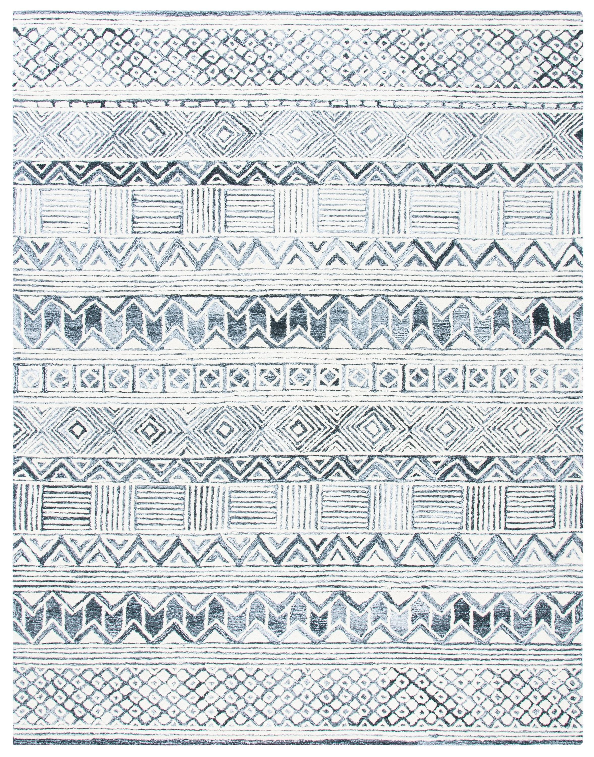 Roslyn ROS802 Hand Tufted Area Rug - Black/Ivory - 8'x10' - Safavieh.